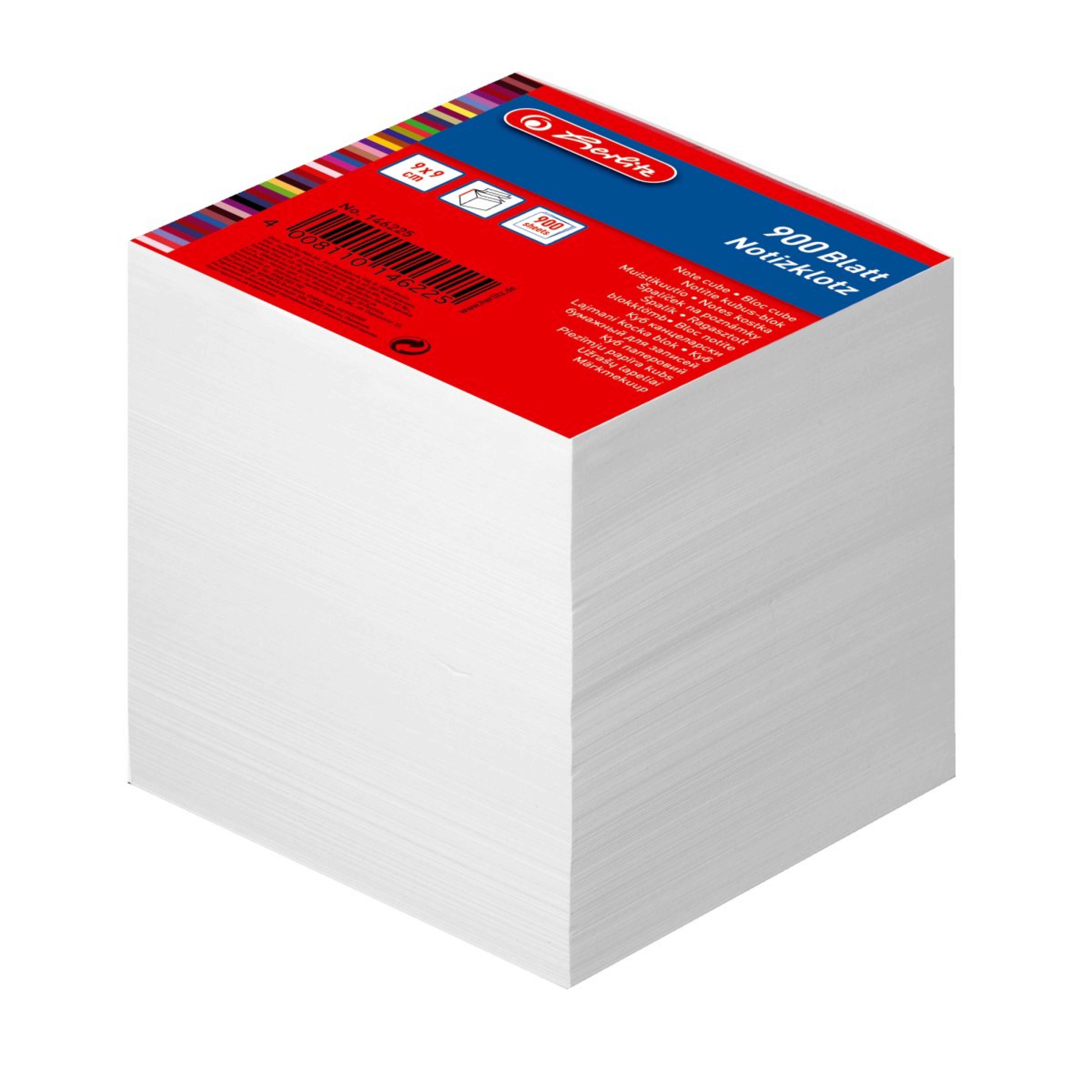 Herlitz Notizklotz 9x9x9cm 700Bl. weiss geleimt