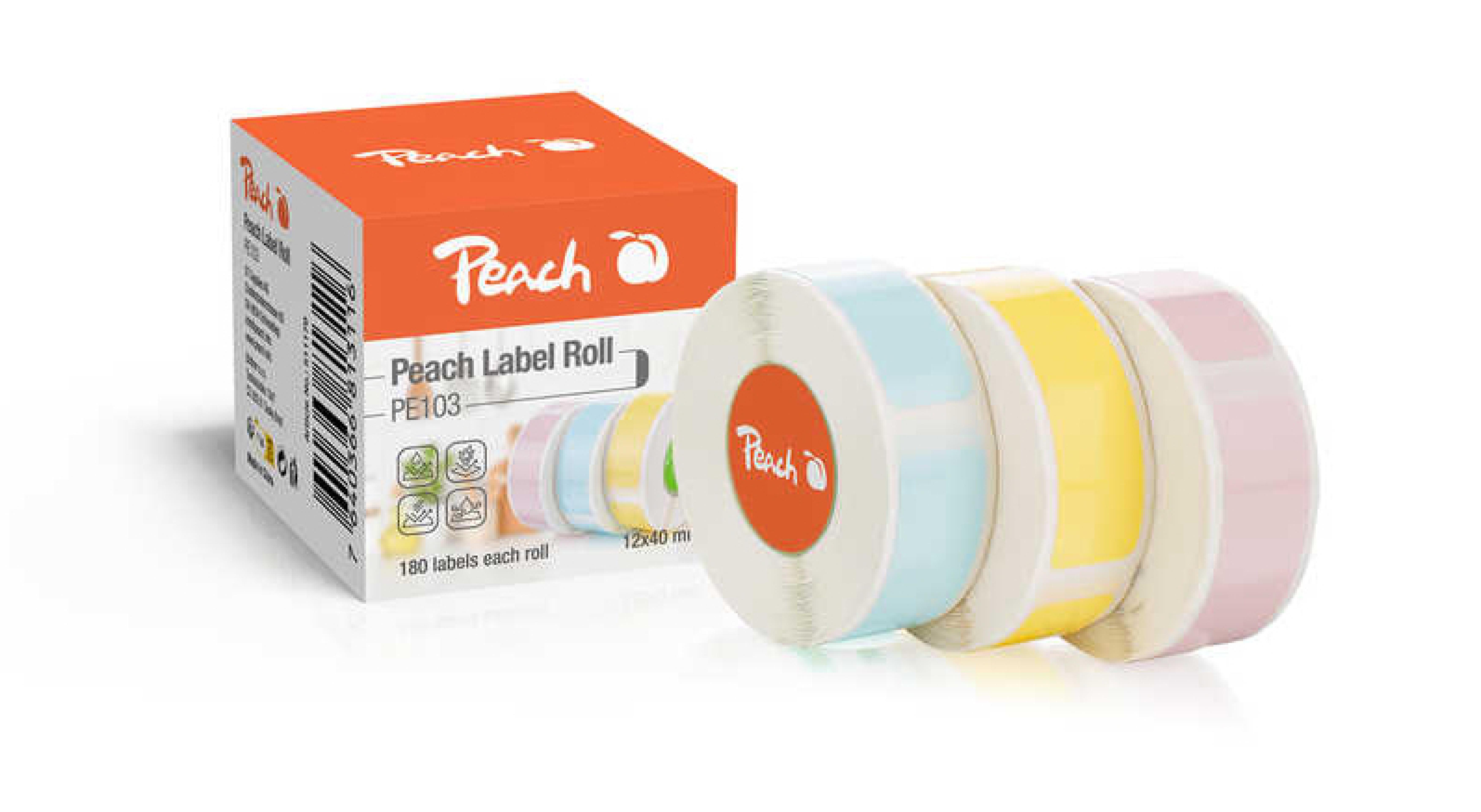 Peach Ersatzrollen fuer Label Printer PE-110 3 Rollen B/C/Y
