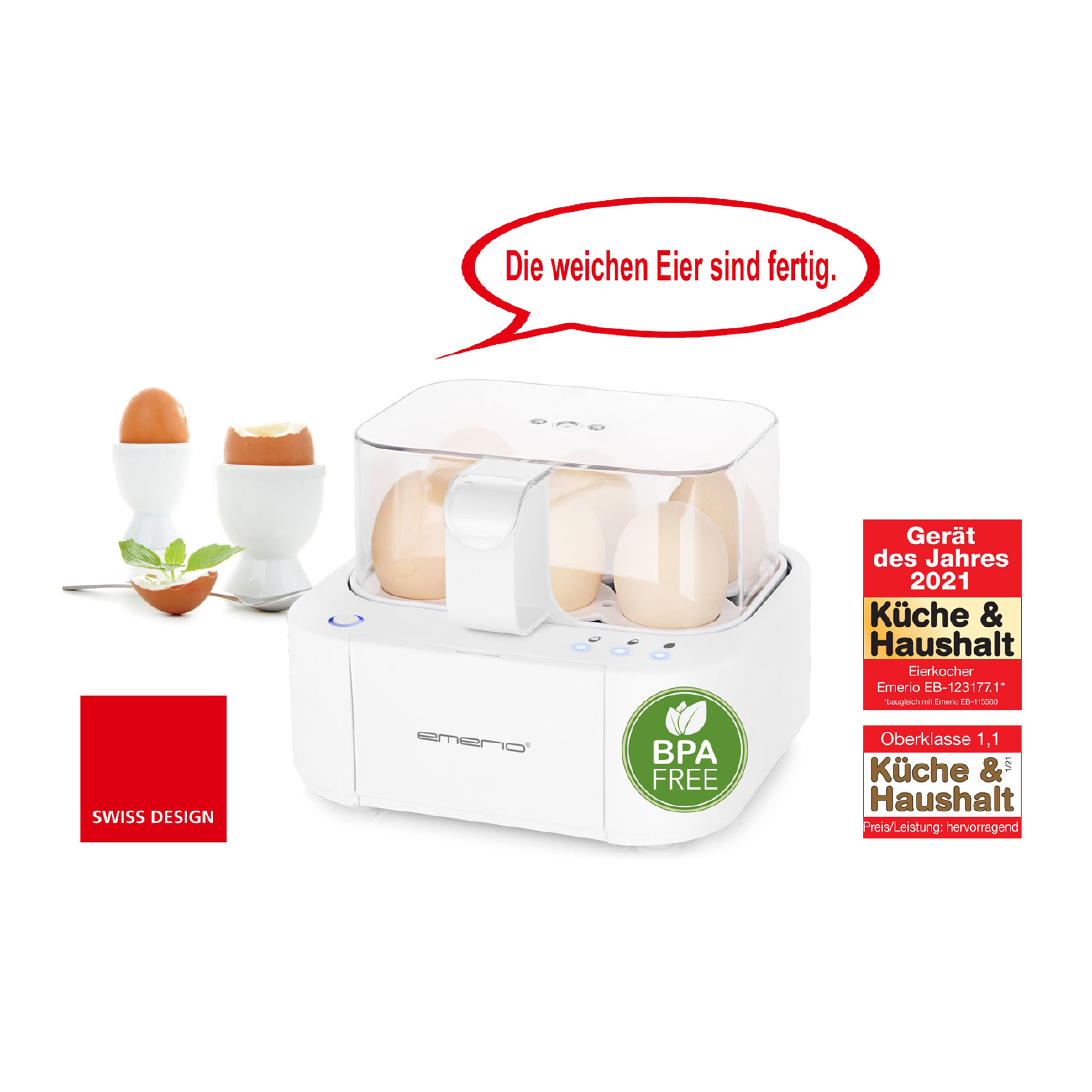 Emerio Eierkocher,6 Eier,Licht-/Deutsche Sprachanzeige weiss