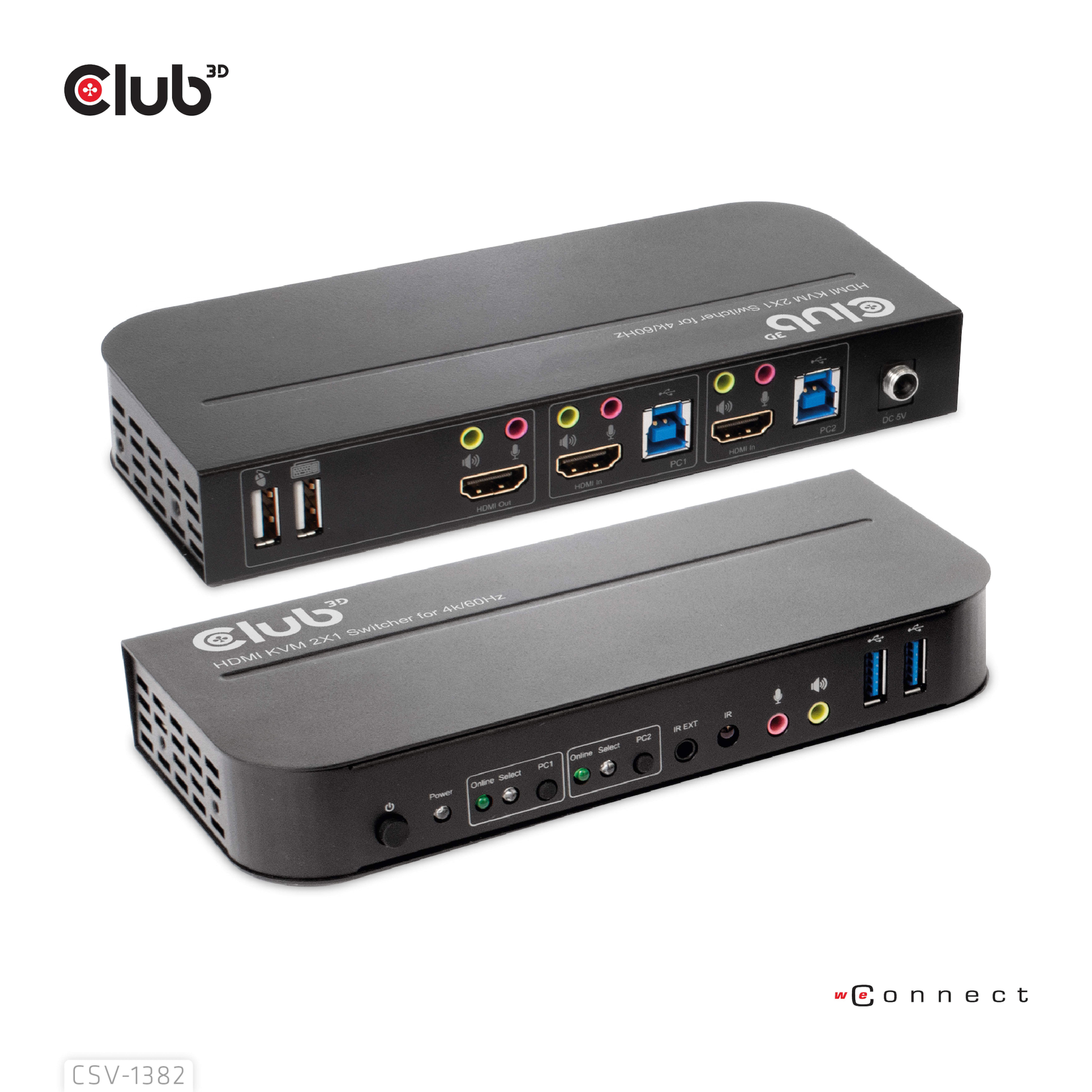Club3D KVM Switch 4K60Hz 2x HDMI > HDMI/2xUSB/Audio retail