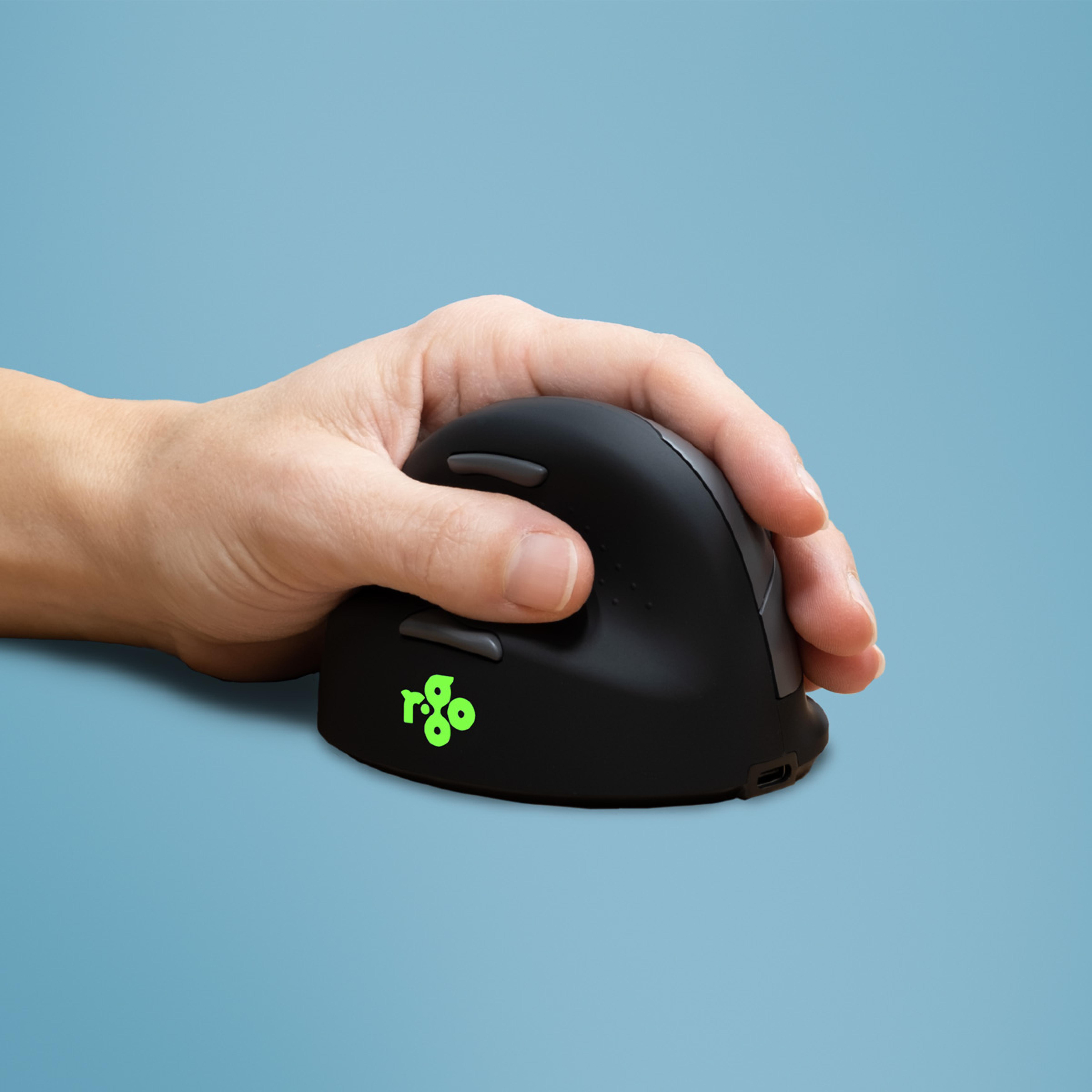 R-Go Maus HE ergonomisch links Bluetooth gross schw./silb