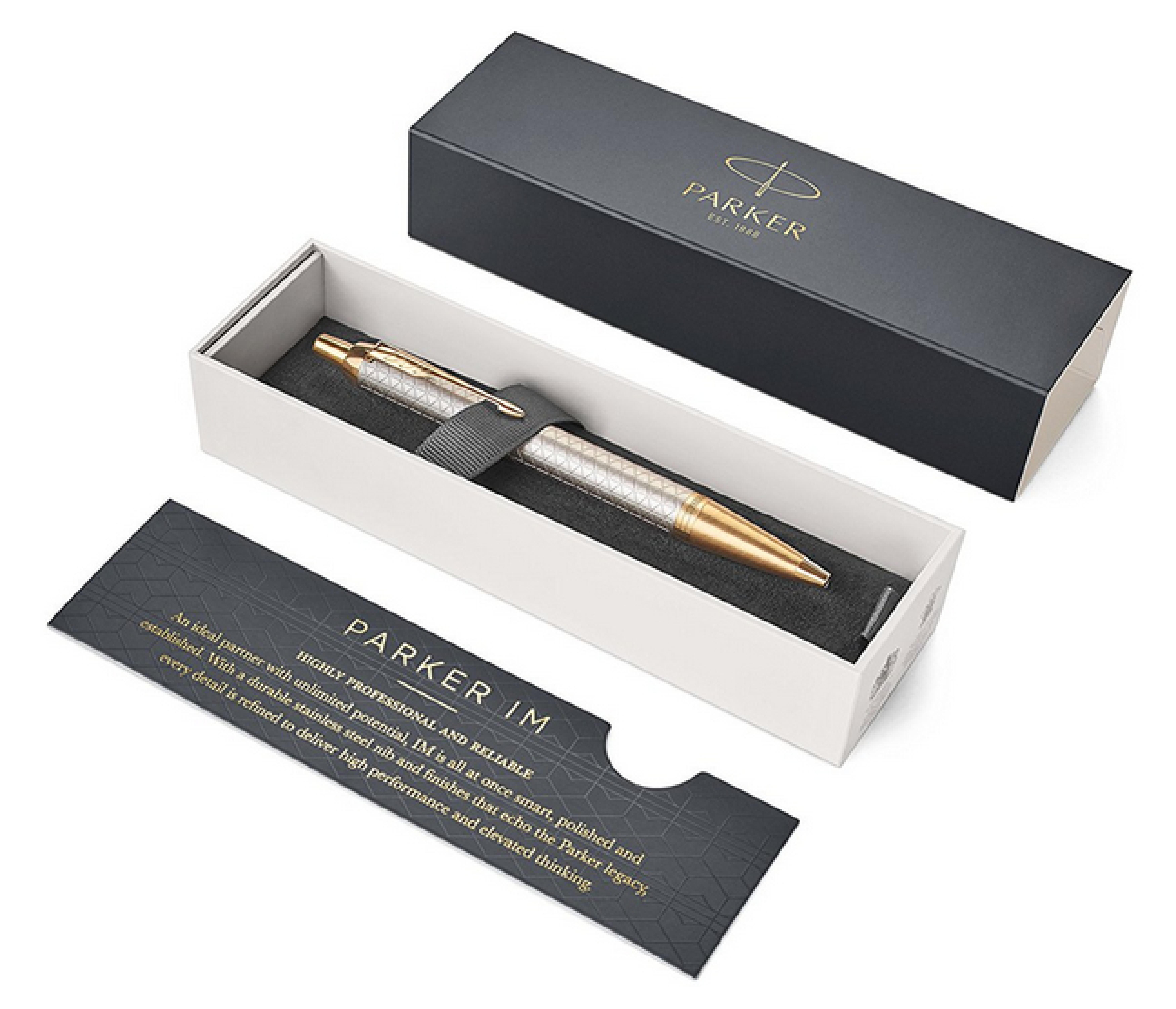 PARKER Kugelschreiber IM Premium Warm Silver M Blau Geschenkb
