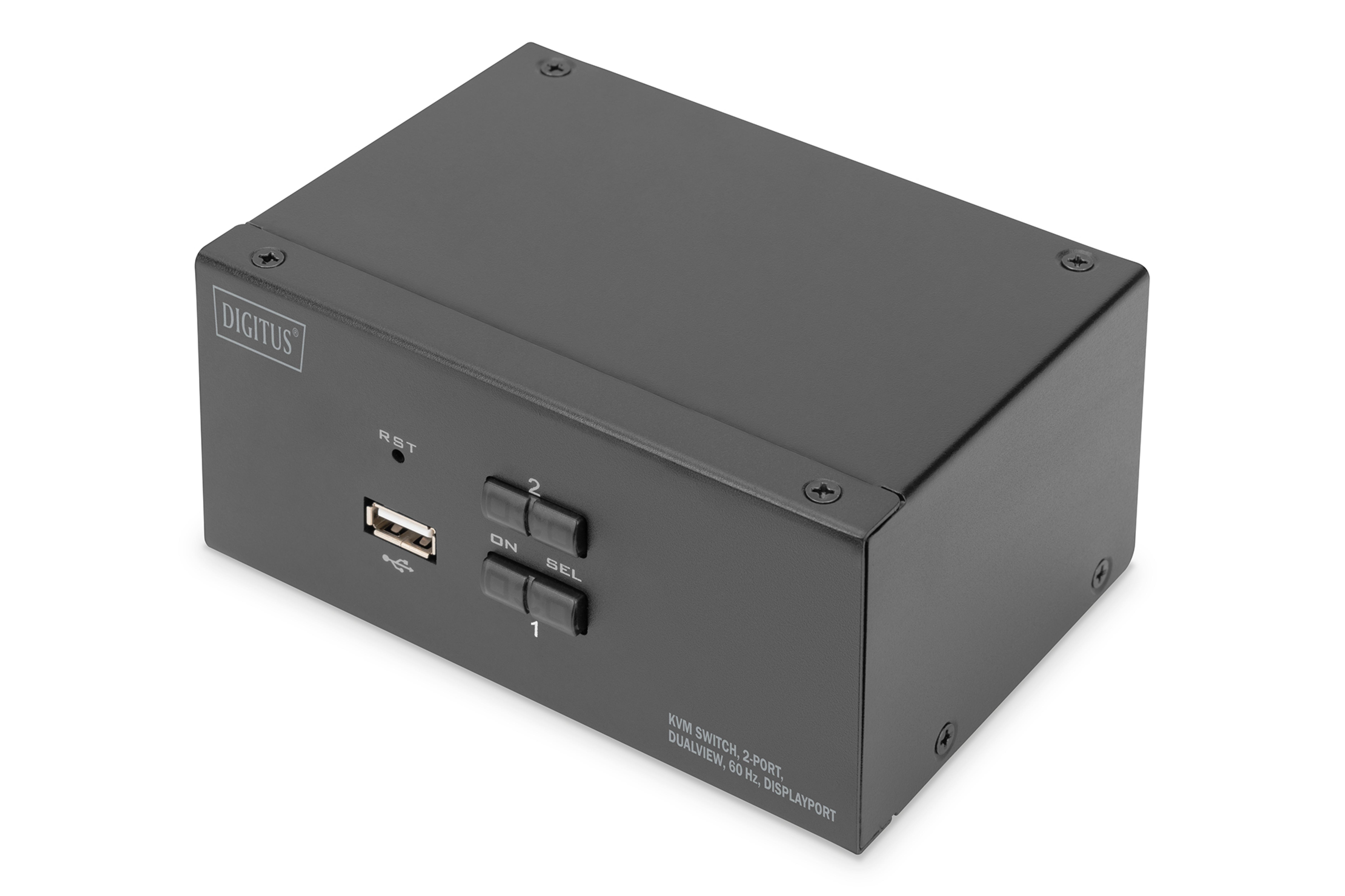DIGITUS KVM Switch, 2-Port, 4K60Hz, 4xDP in,2xUSB-B,2xAudio