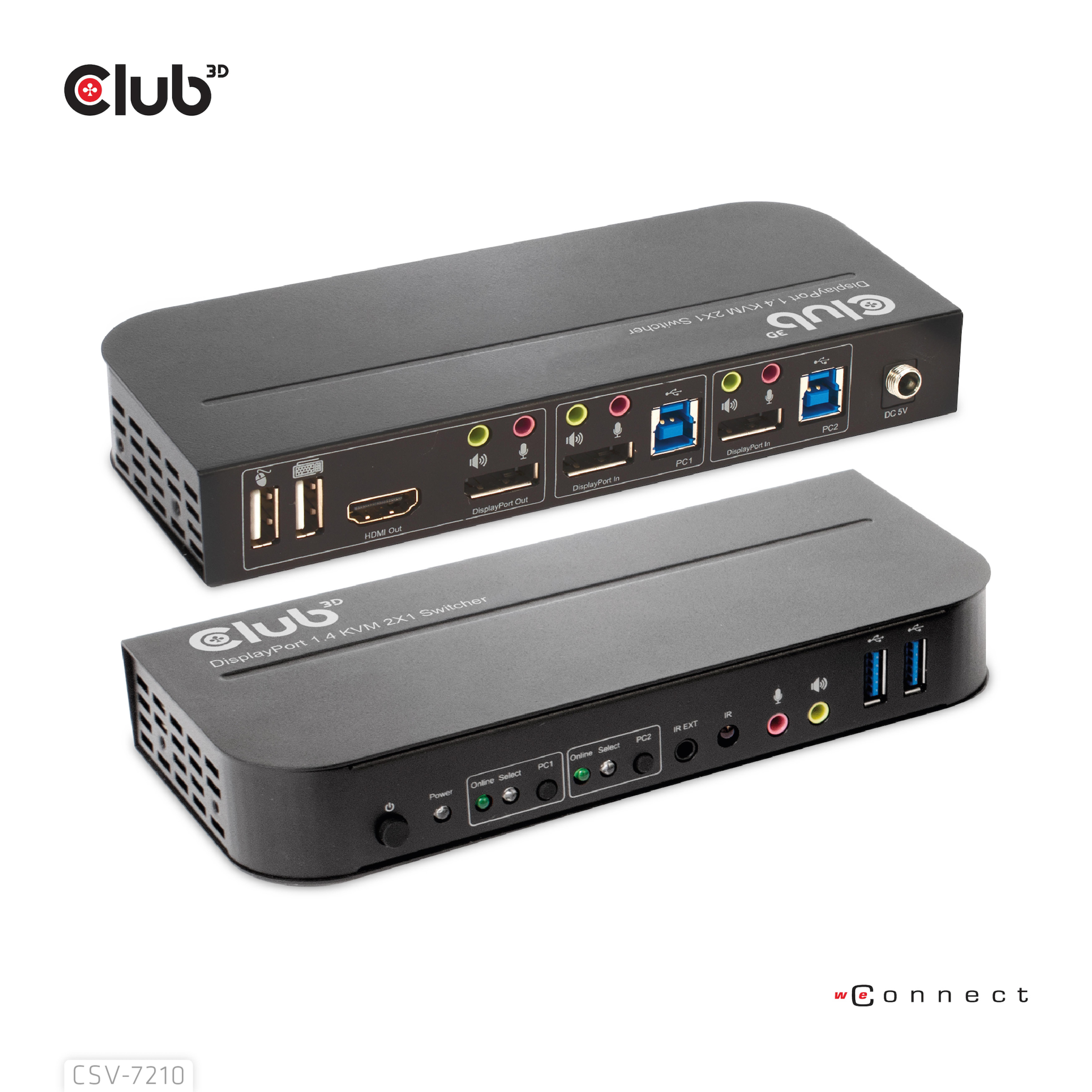Club3D KVM Switch 4K60Hz 2x DP > HDMI oder DP/2xUSB/Audio