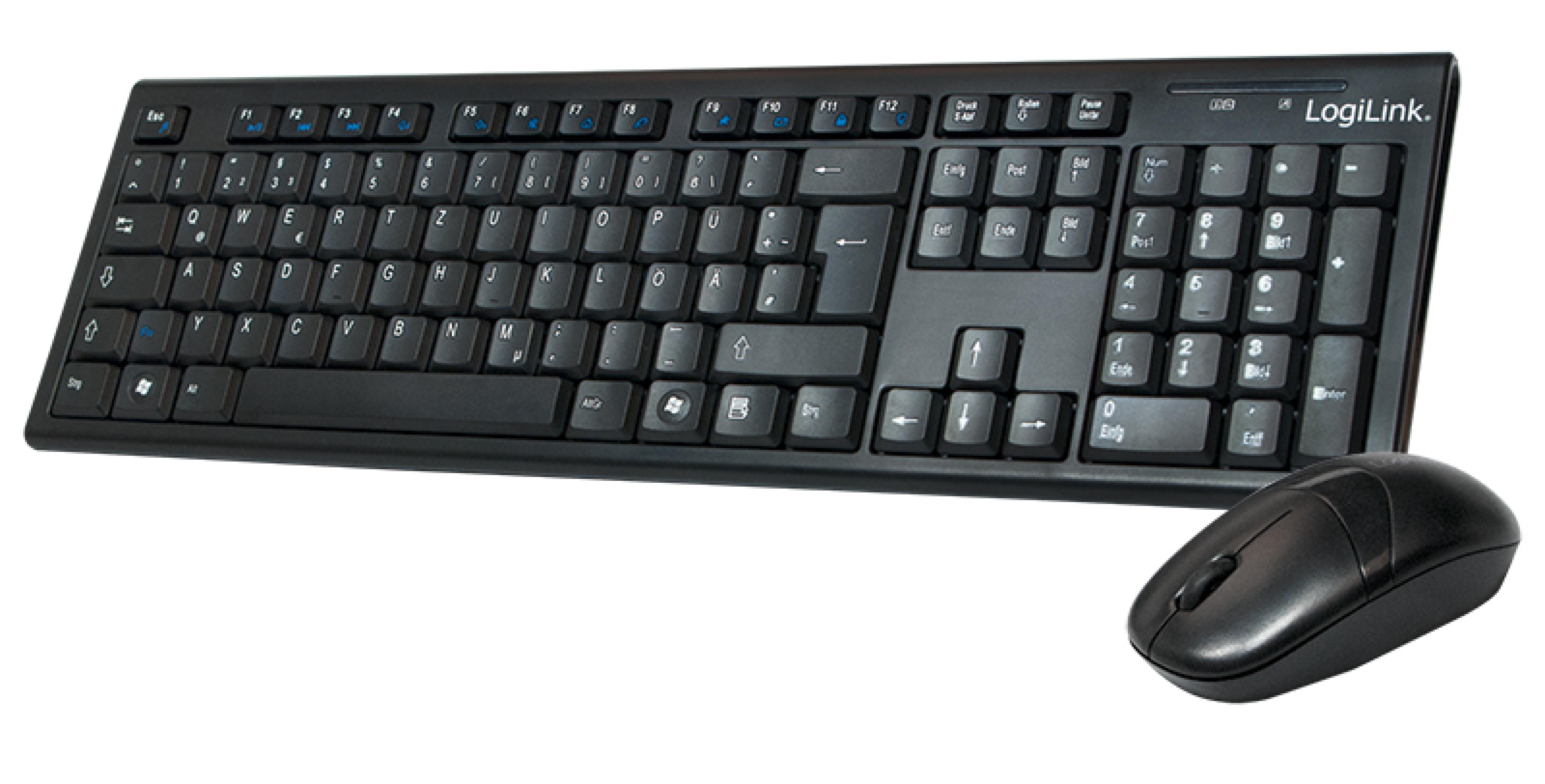 Logilink Tastatur Wireless 2,4GHz mit Maus black