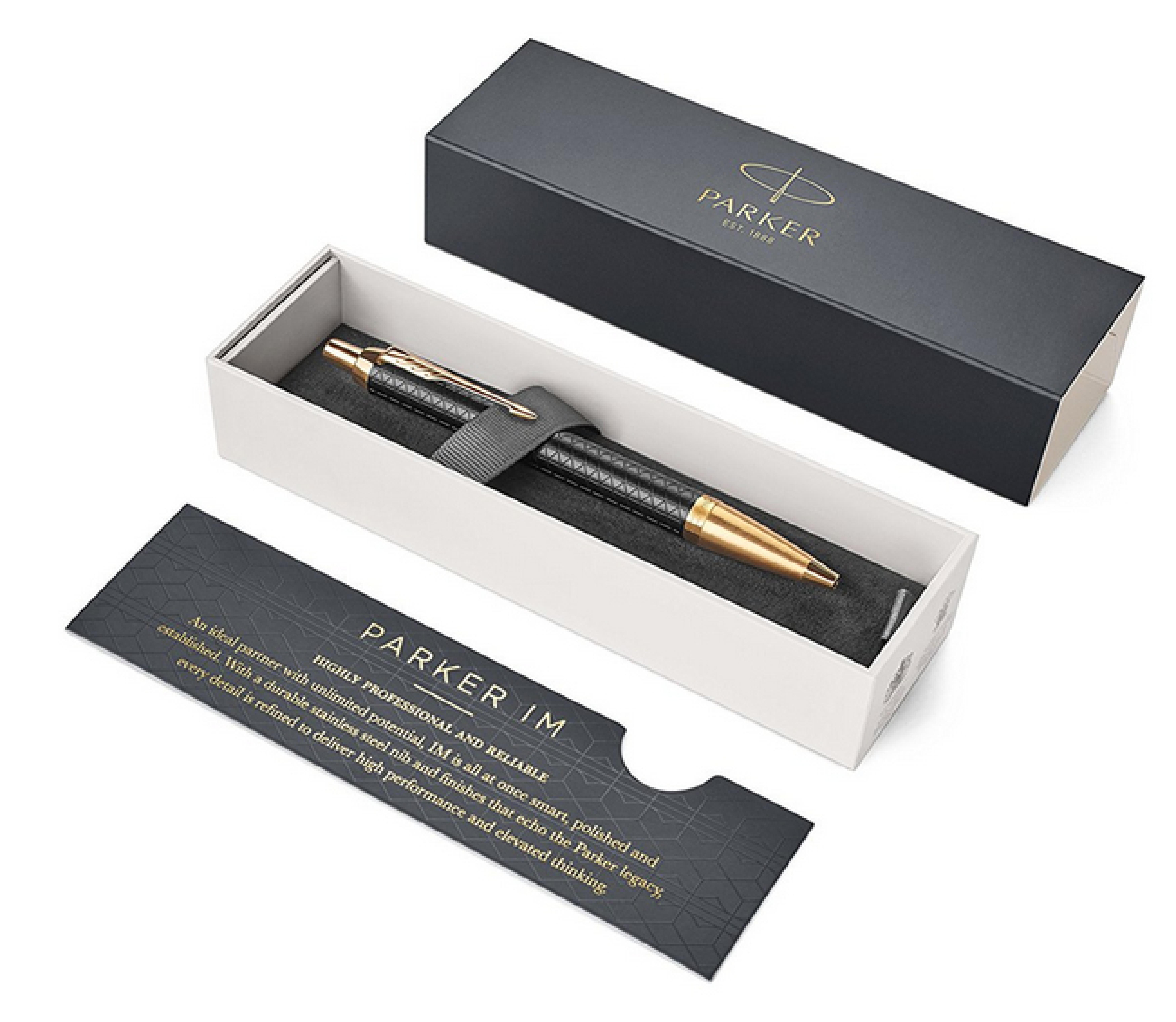 PARKER Kugelschreiber IM Premium Black/Gold M Blau Geschenkb