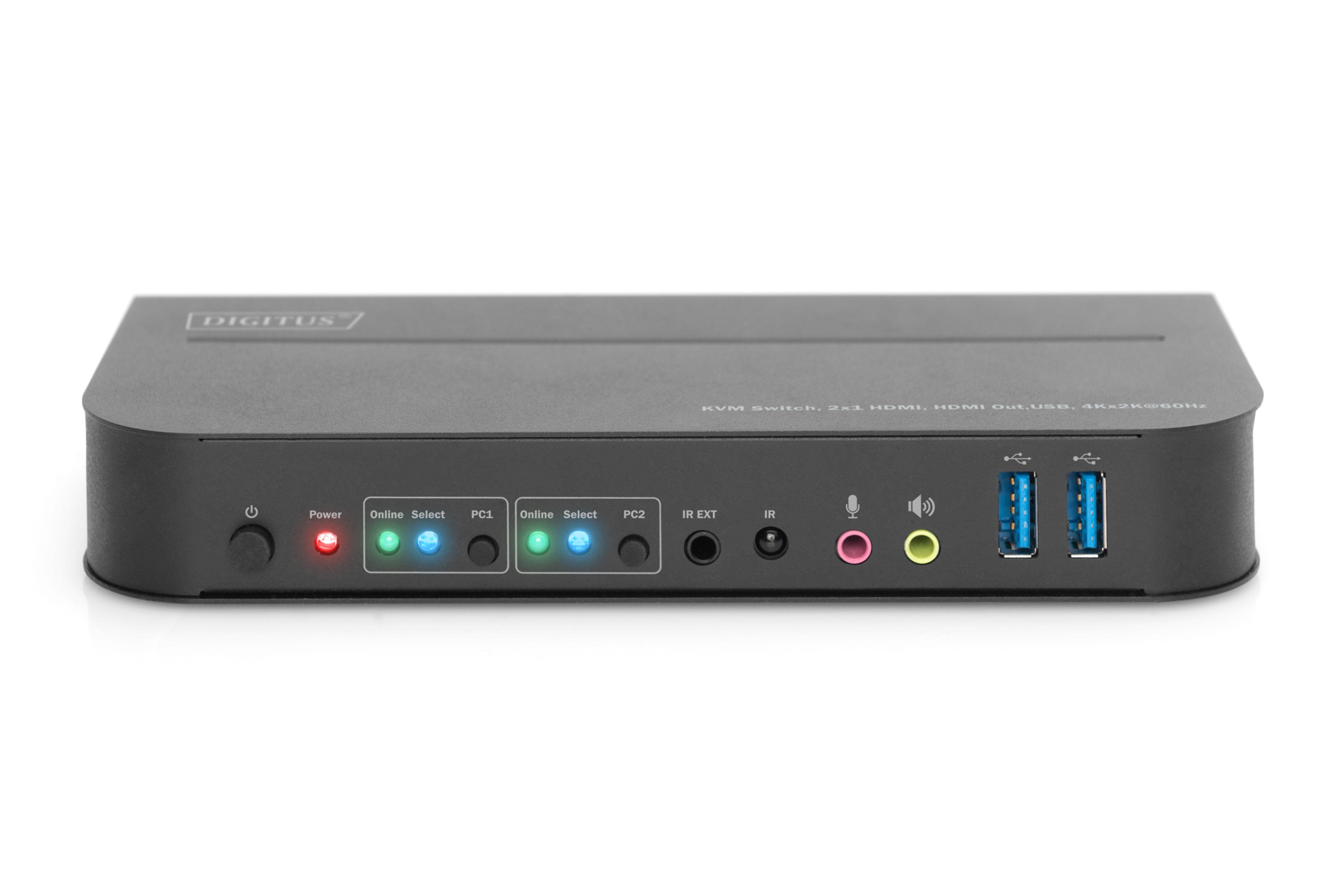 DIGITUS KVM-Switch, 2-Port, HDMI 4K, Metallgehaeuse