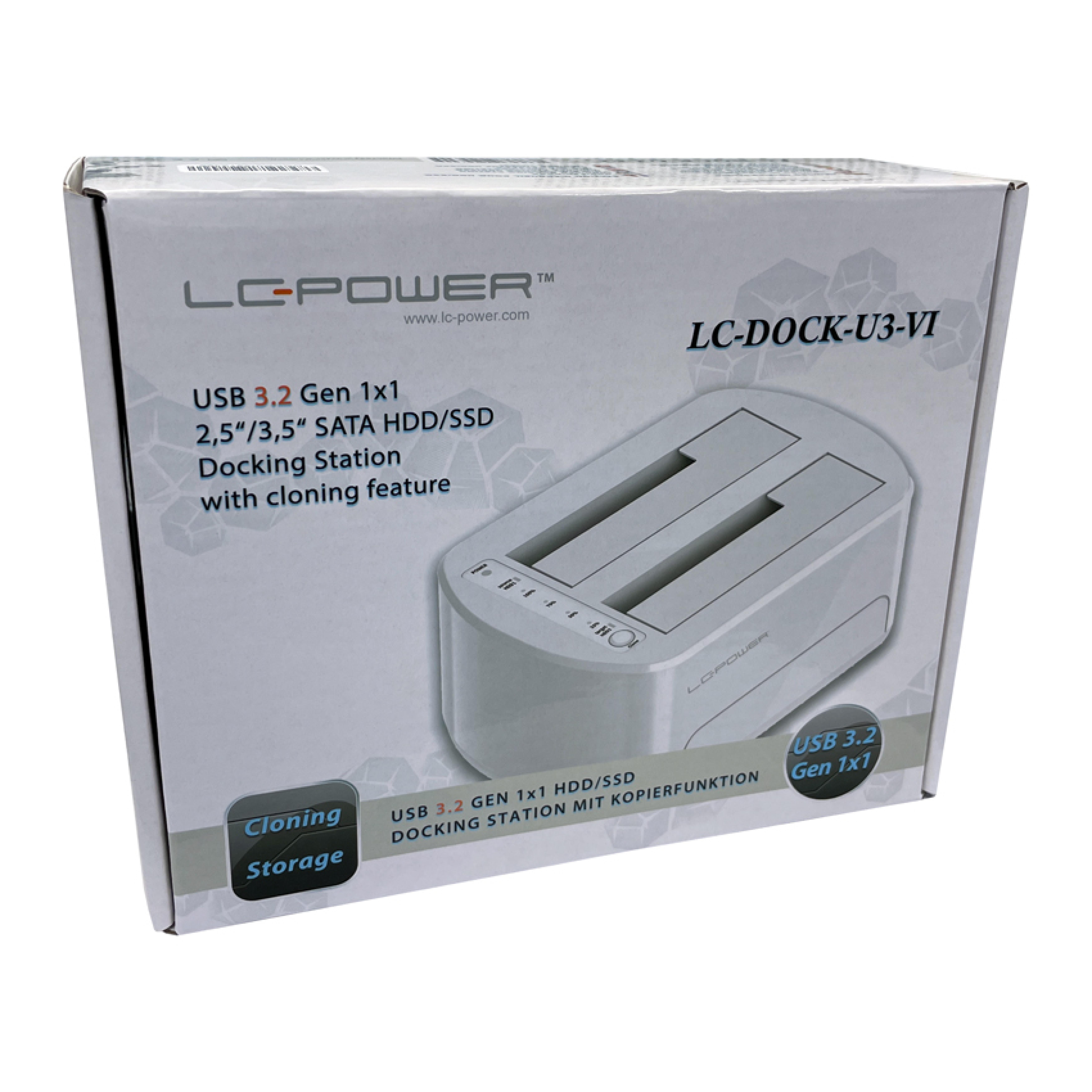 LC-Power Dockingstation USB 3.2 2,5"/3,5" SATA/SSD (White)