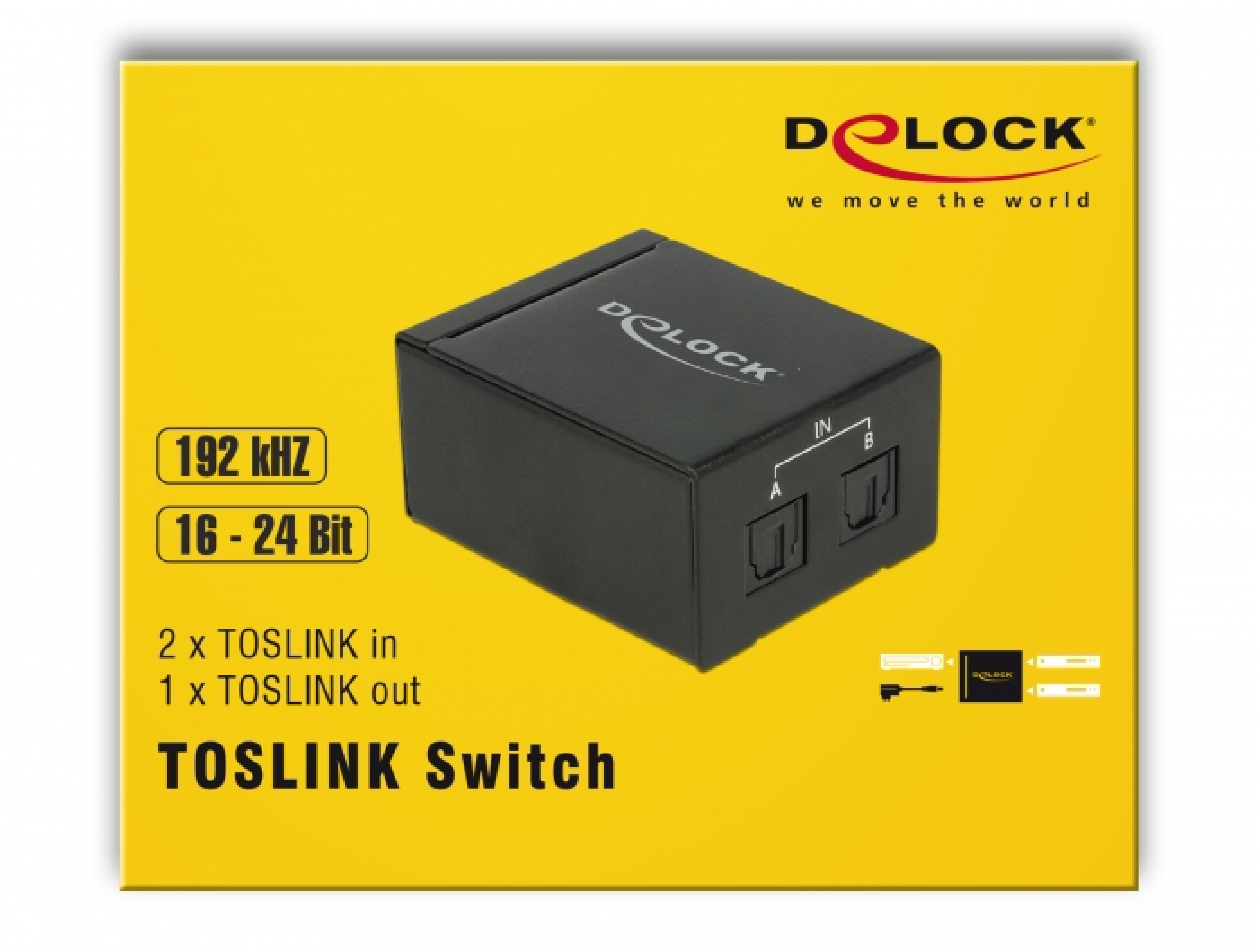 DELOCK TOSLINK Switch 2 x TOSLINK in zu 1 x TOSLINK out