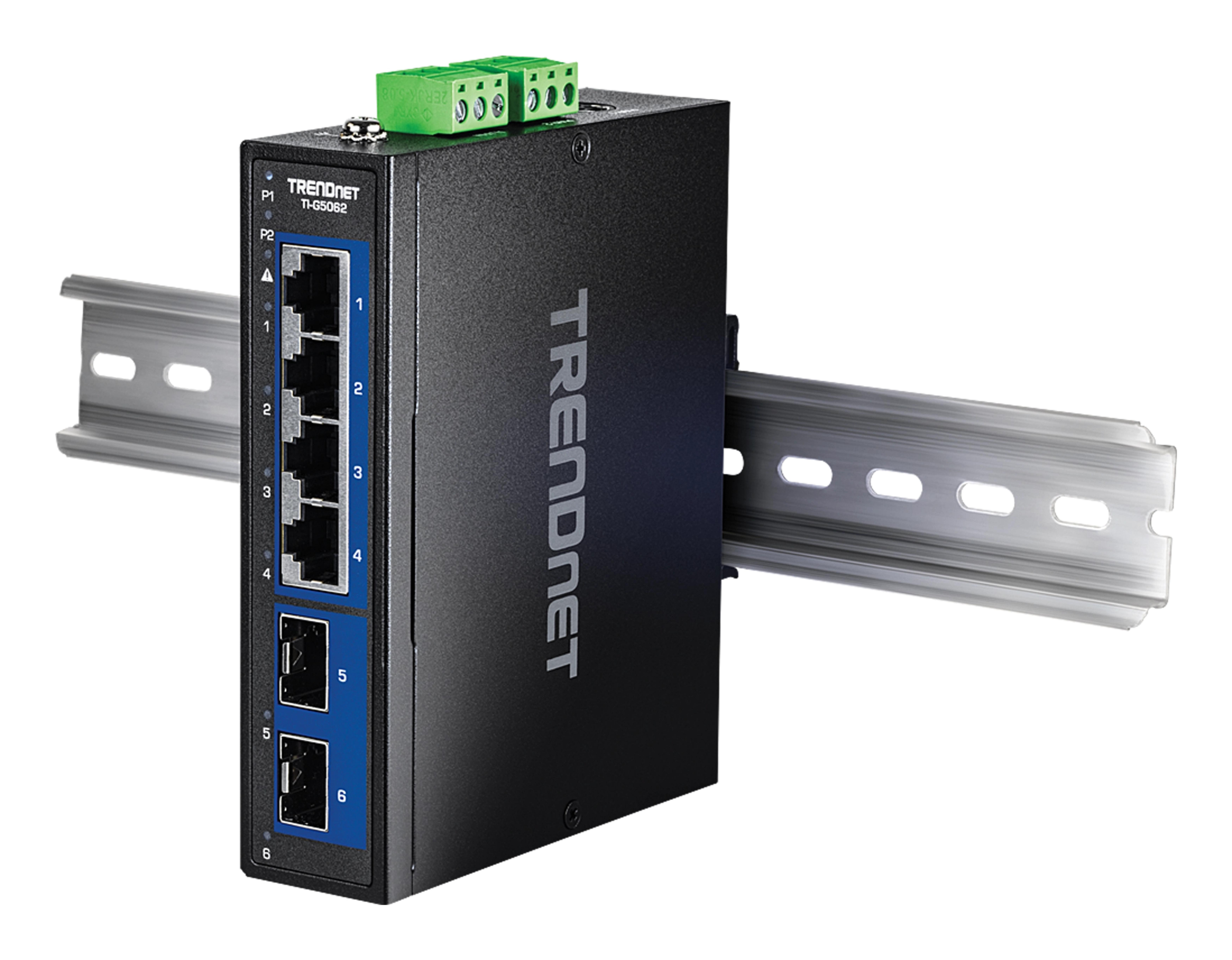 TRENDnet 6-Port Industrial 2.5G DIN-Rail Switch with 10G SFP