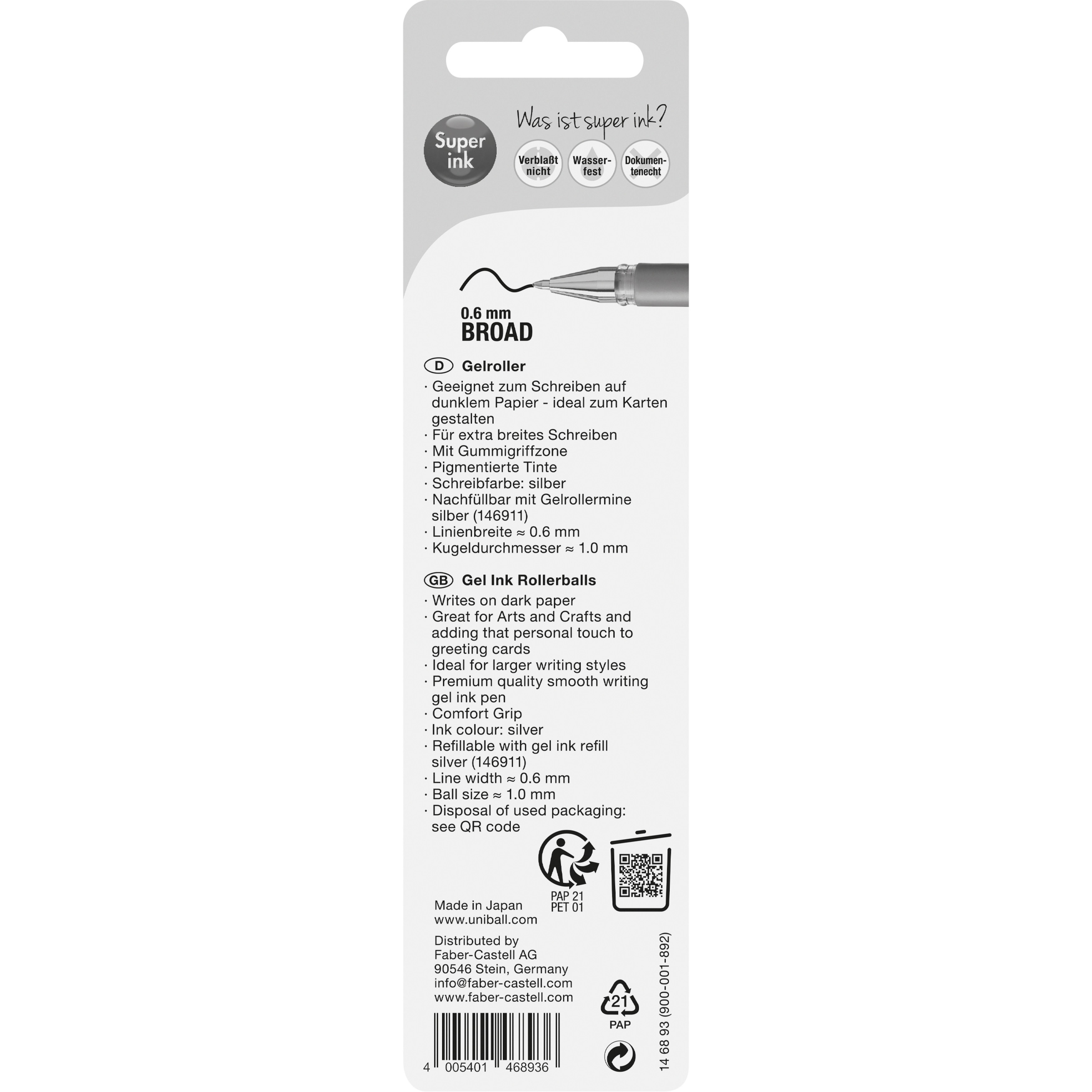 Mitsubishi Gelroller uni UB SIGNO UM-153 1,0mm silber BK