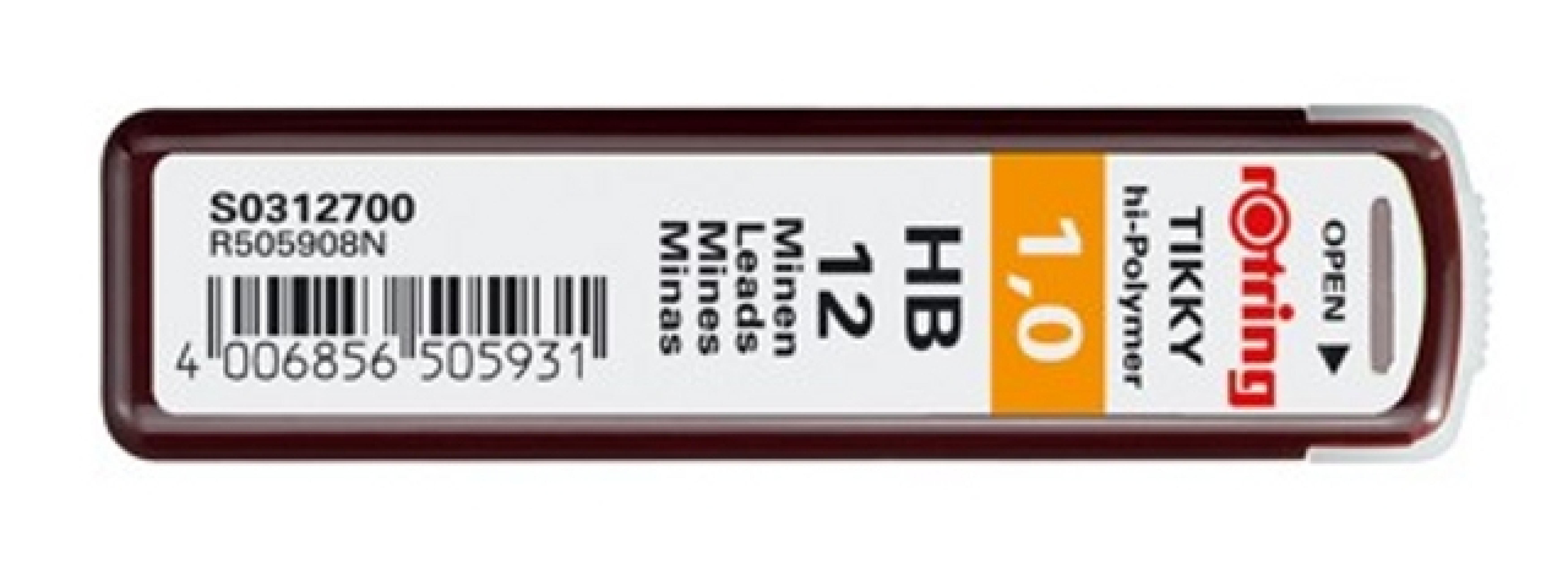 ROTRING Feinmine Dose Feinminen 12 Stueck 1.0 HB