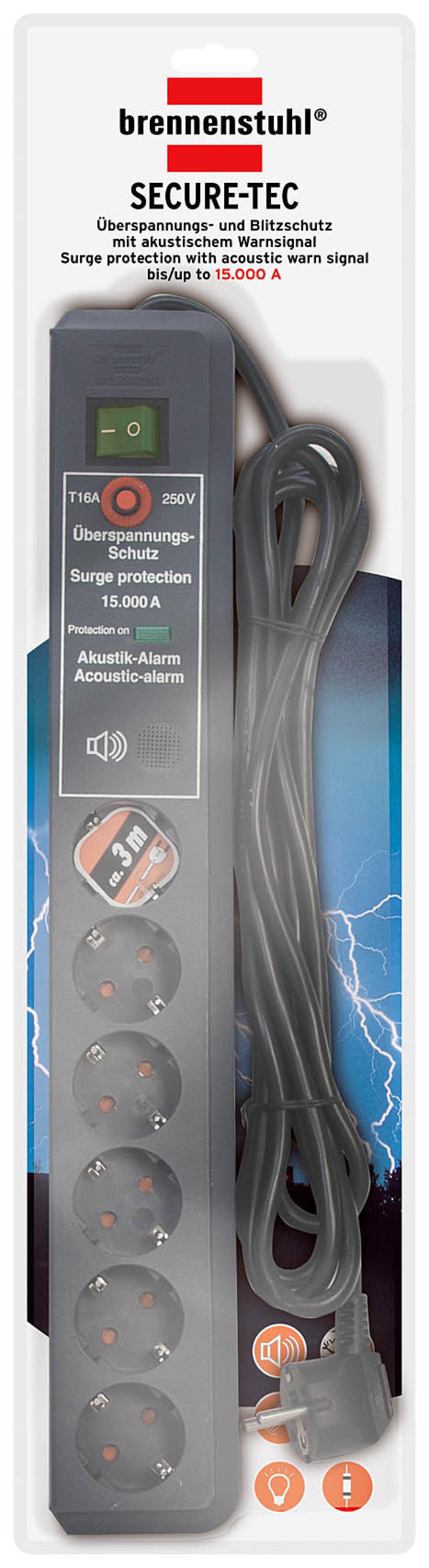 Brennenstuhl UEberspannungsschutz Secure-Tec 6x 3m 19.5kA