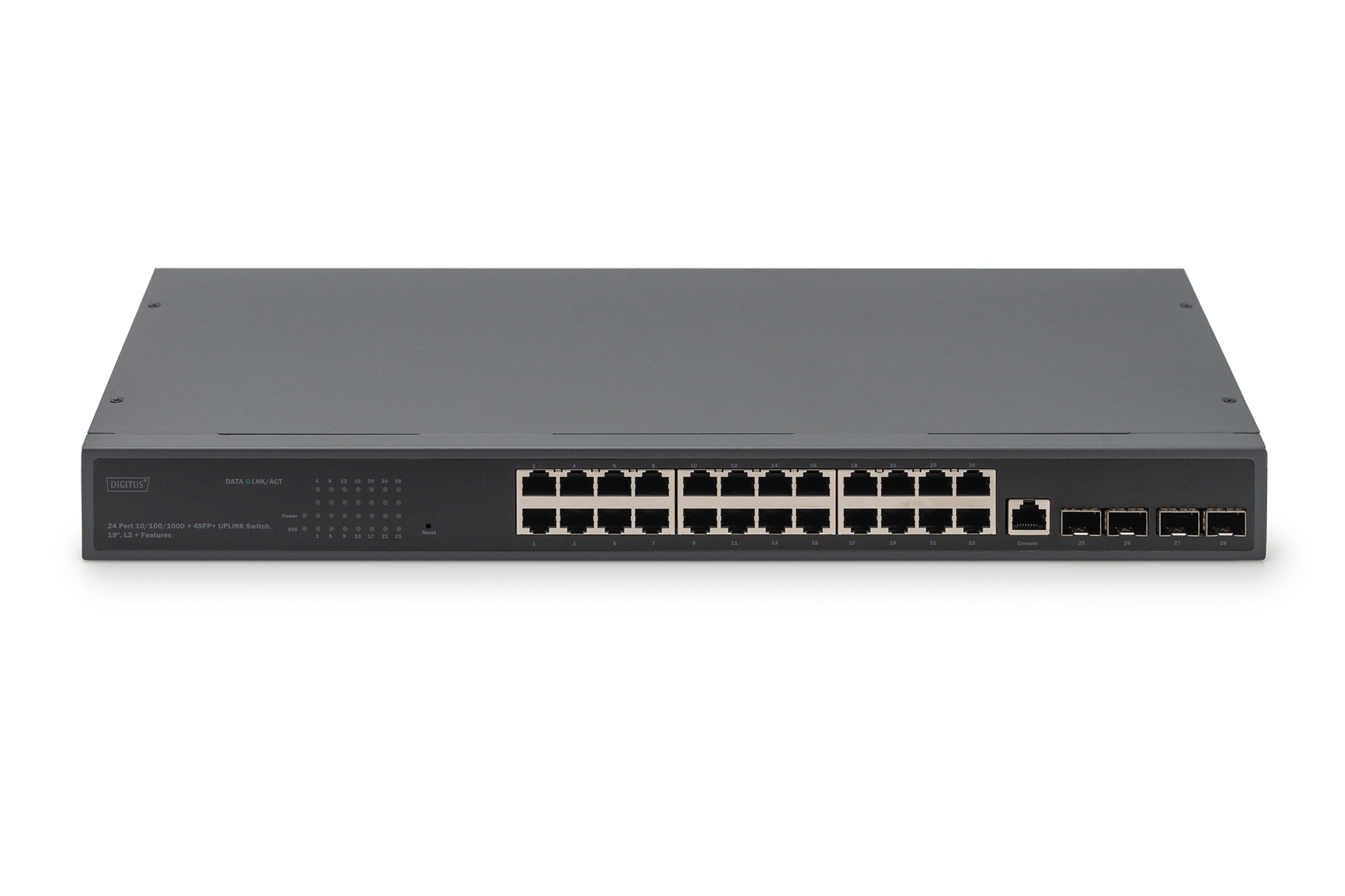 DIGITUS Switch 19" 24-Port +4x SFP+Gigabit managed schwarz