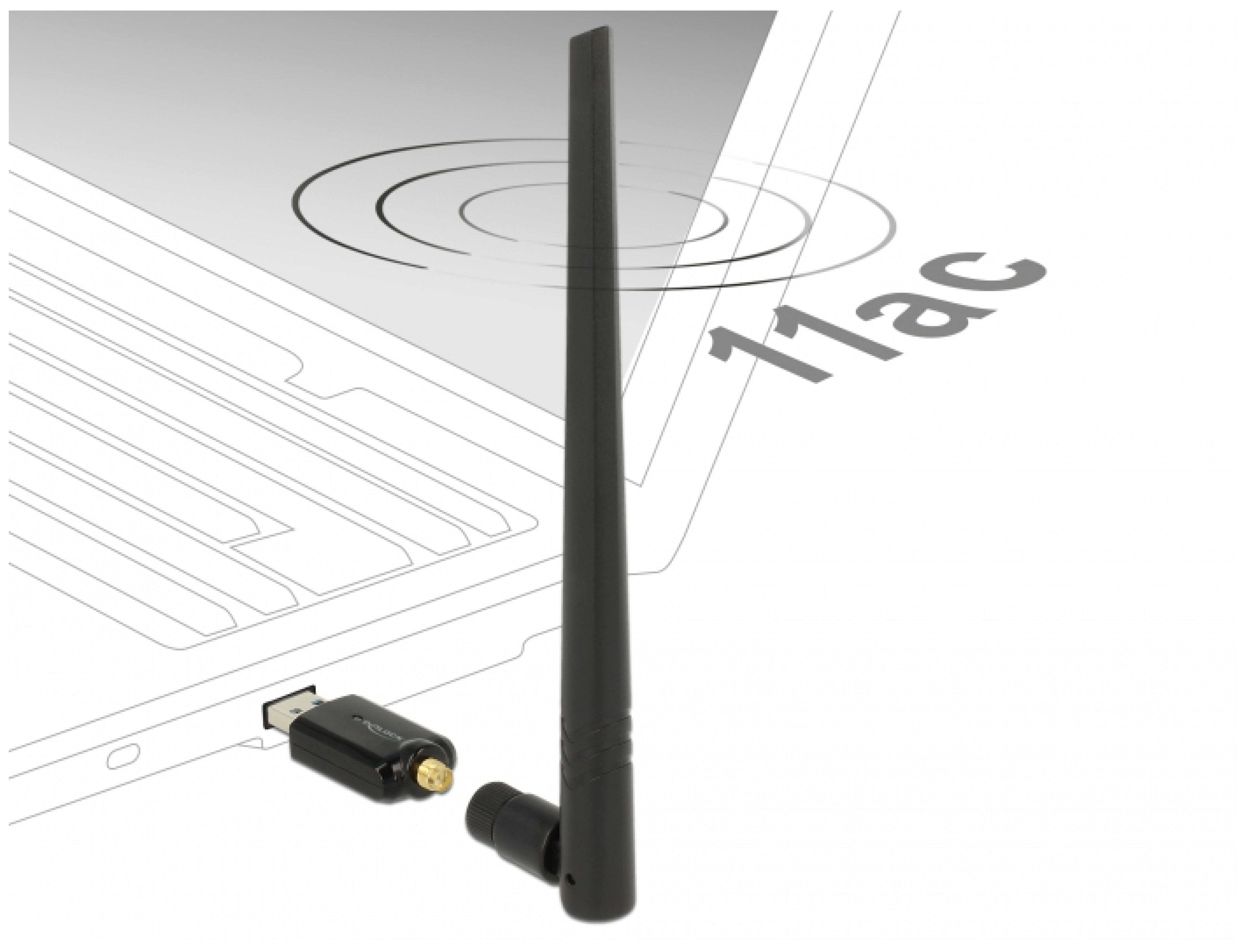 DELOCK WLAN-Stick USB3.0 Dualband 300Mbps + ext. Antenne