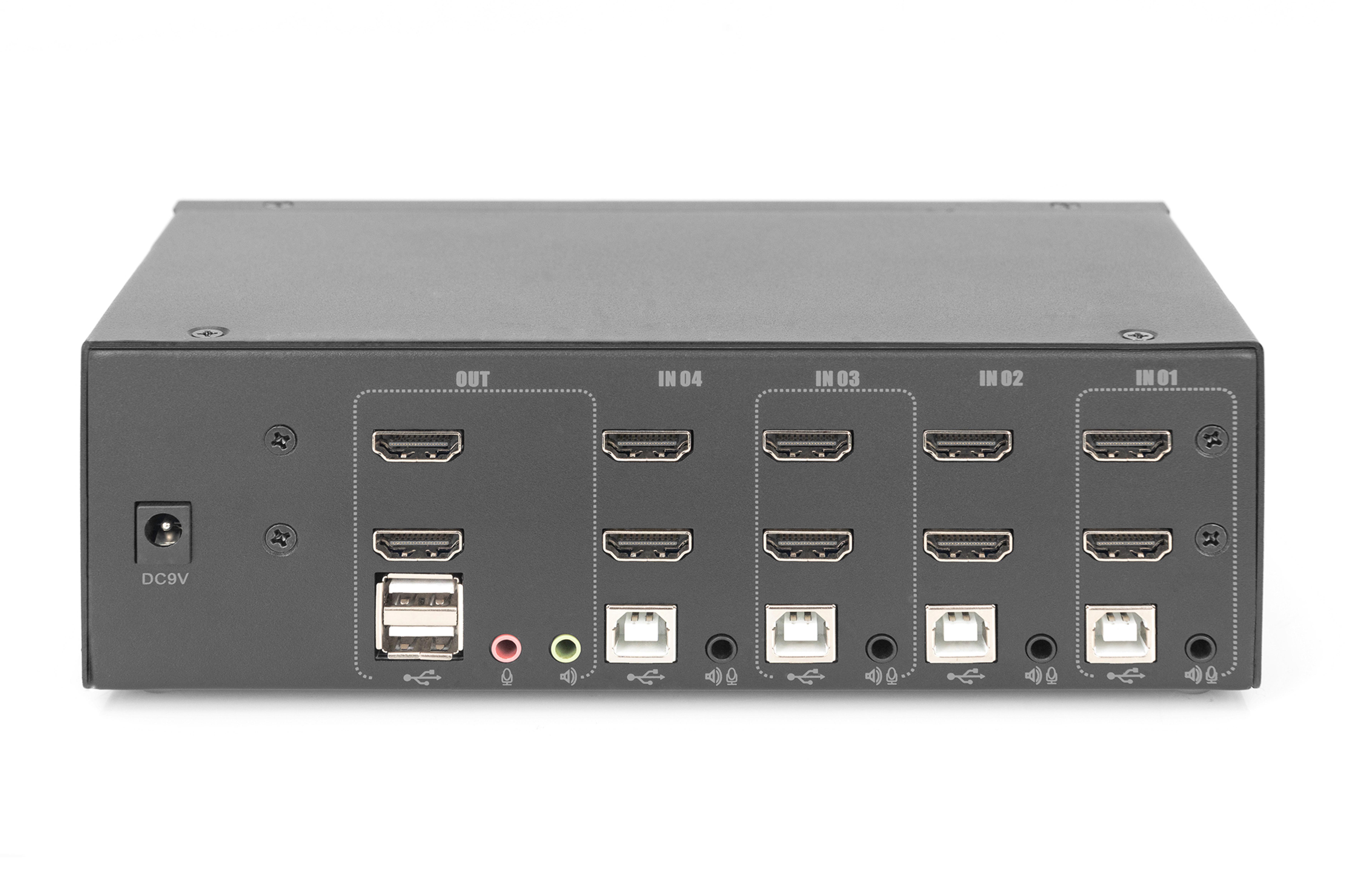 DIGITUS KVM Switch 4-Port 4K30Hz 2xHDMI 2xUSBA 2x3,5mKlinke