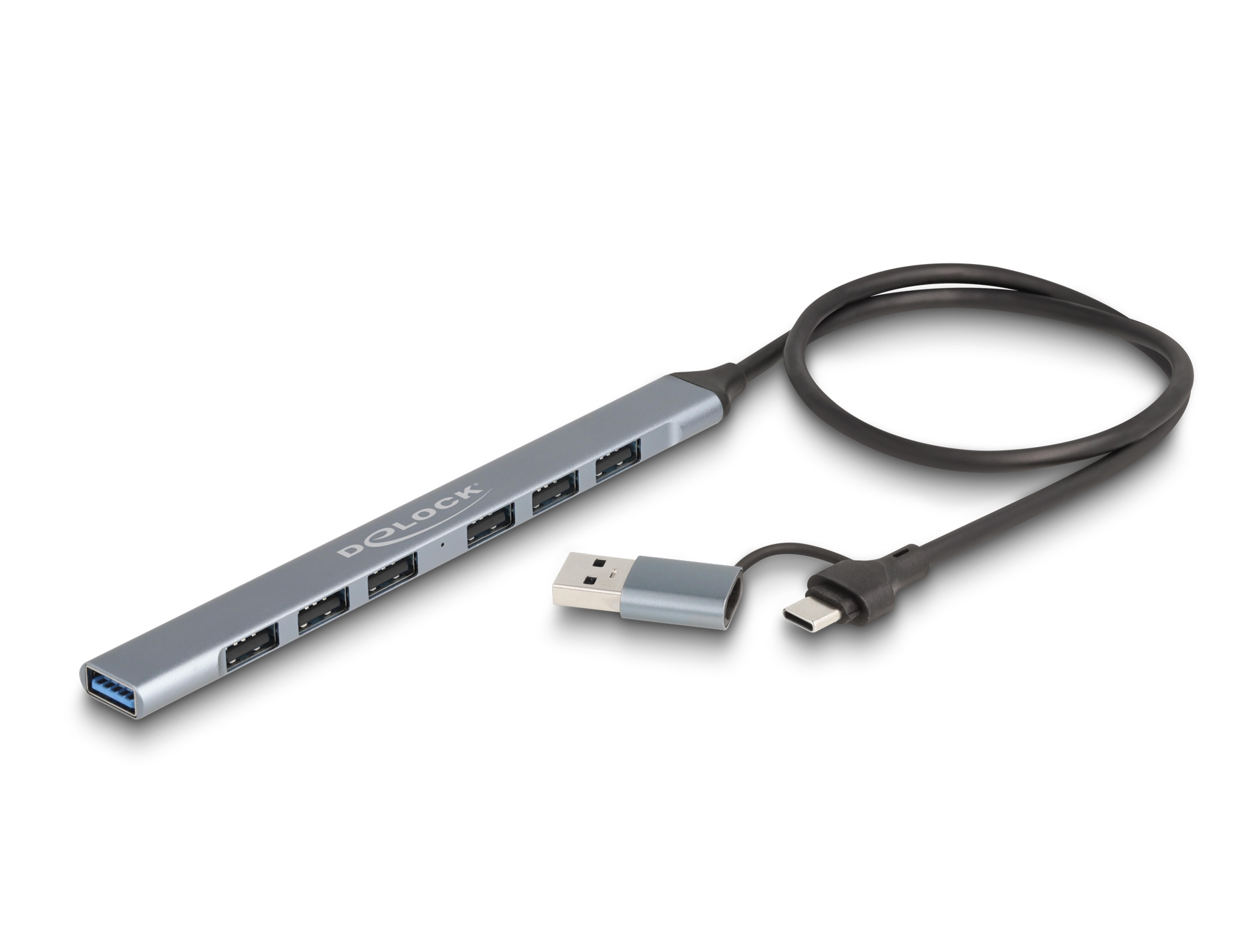 DELOCK 7 Port Slim USB Hub mit USB Type-C oder USB Typ-A