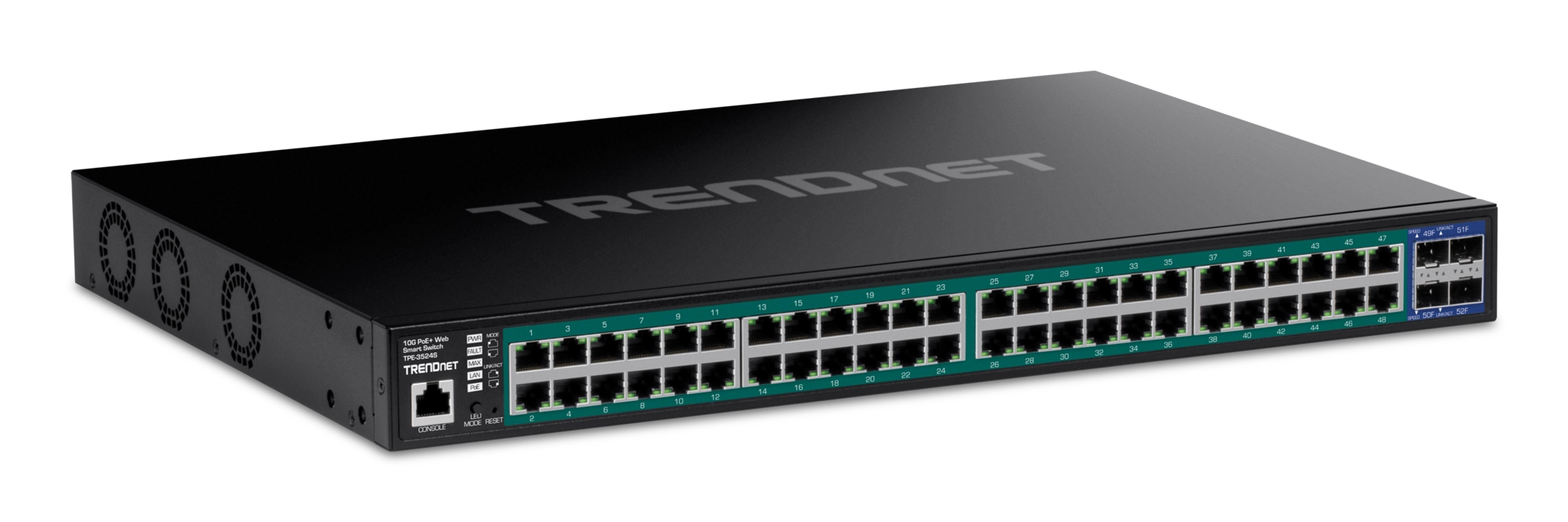 TRENDnet 52-Port Gigabit Web Smart PoE+ Switch w.10G SFP+