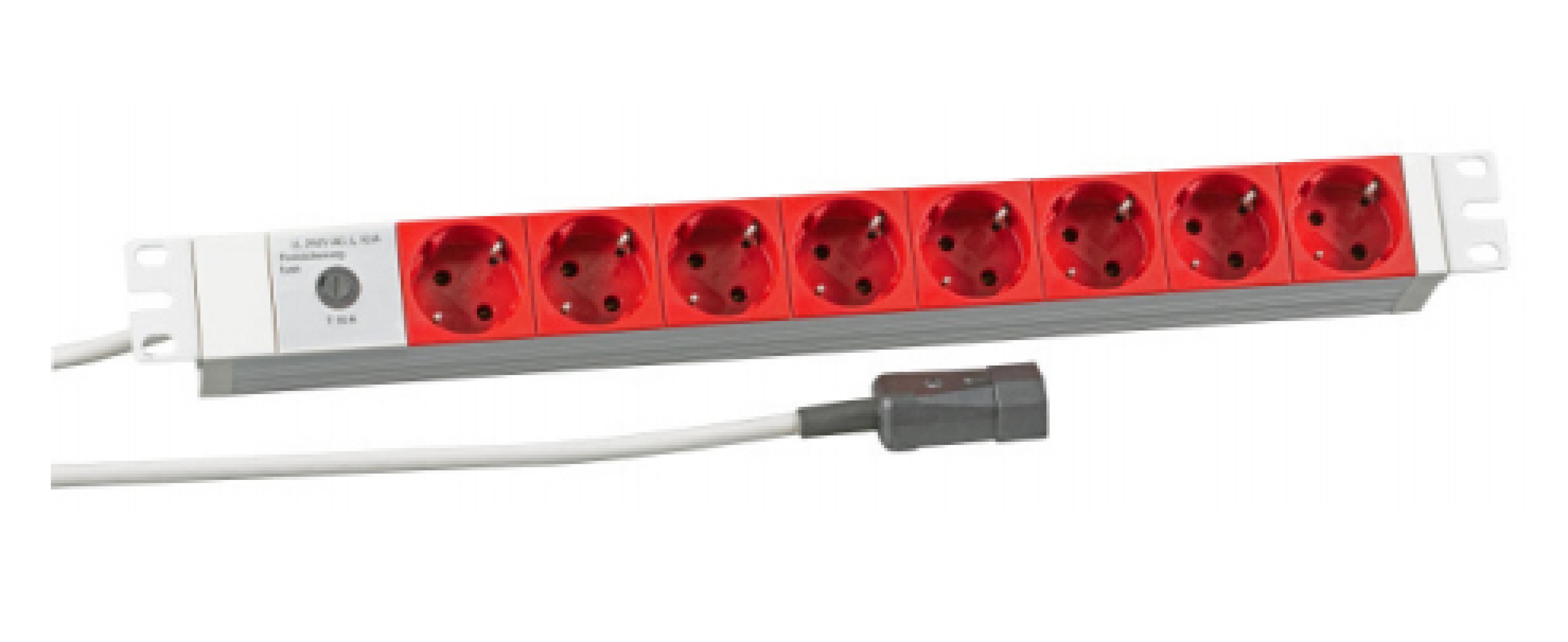 EFB 19" 1HE Steckdosenleiste 8xCEE 7/3 rot, Zuleitung C14