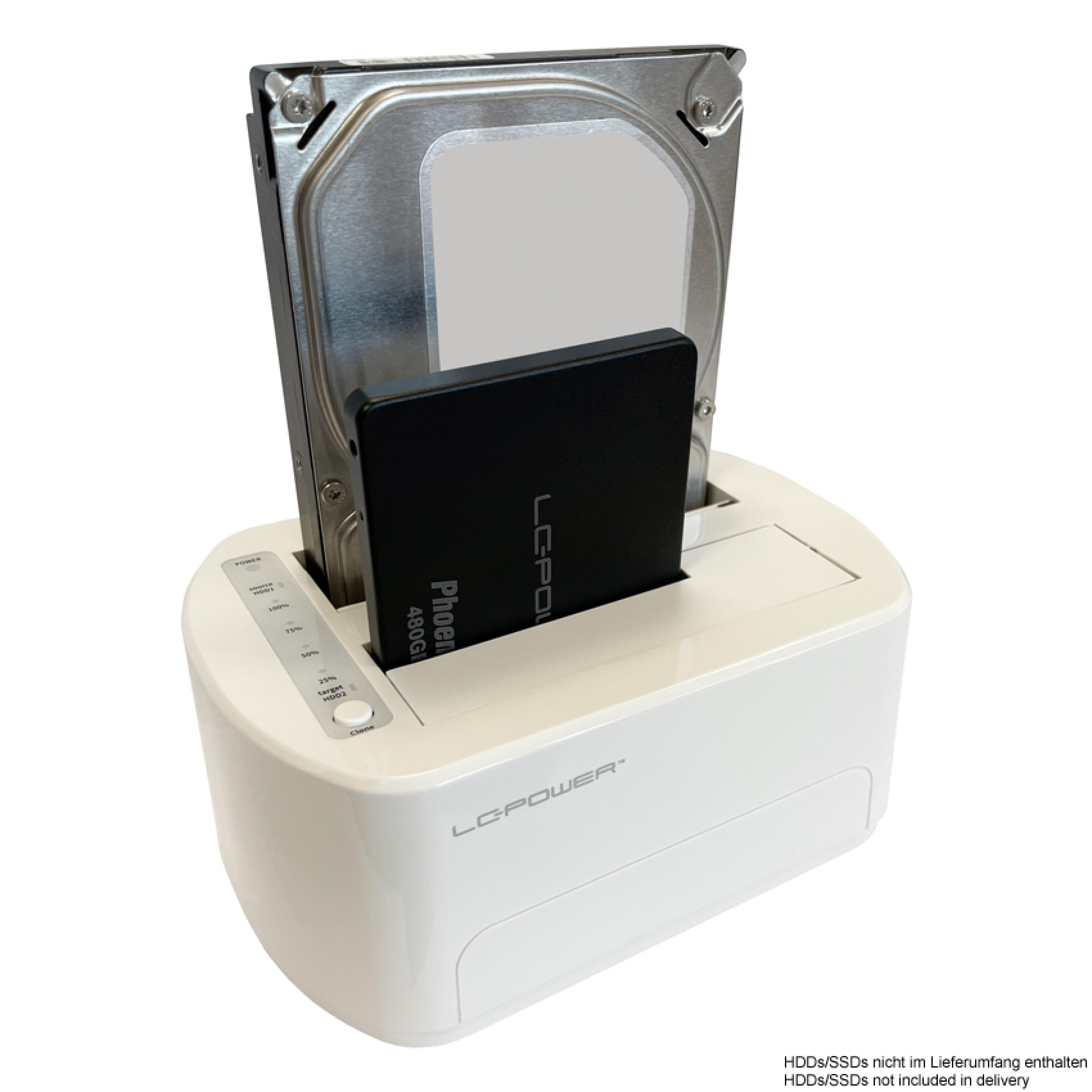 LC-Power Dockingstation USB 3.2 2,5"/3,5" SATA/SSD (White)