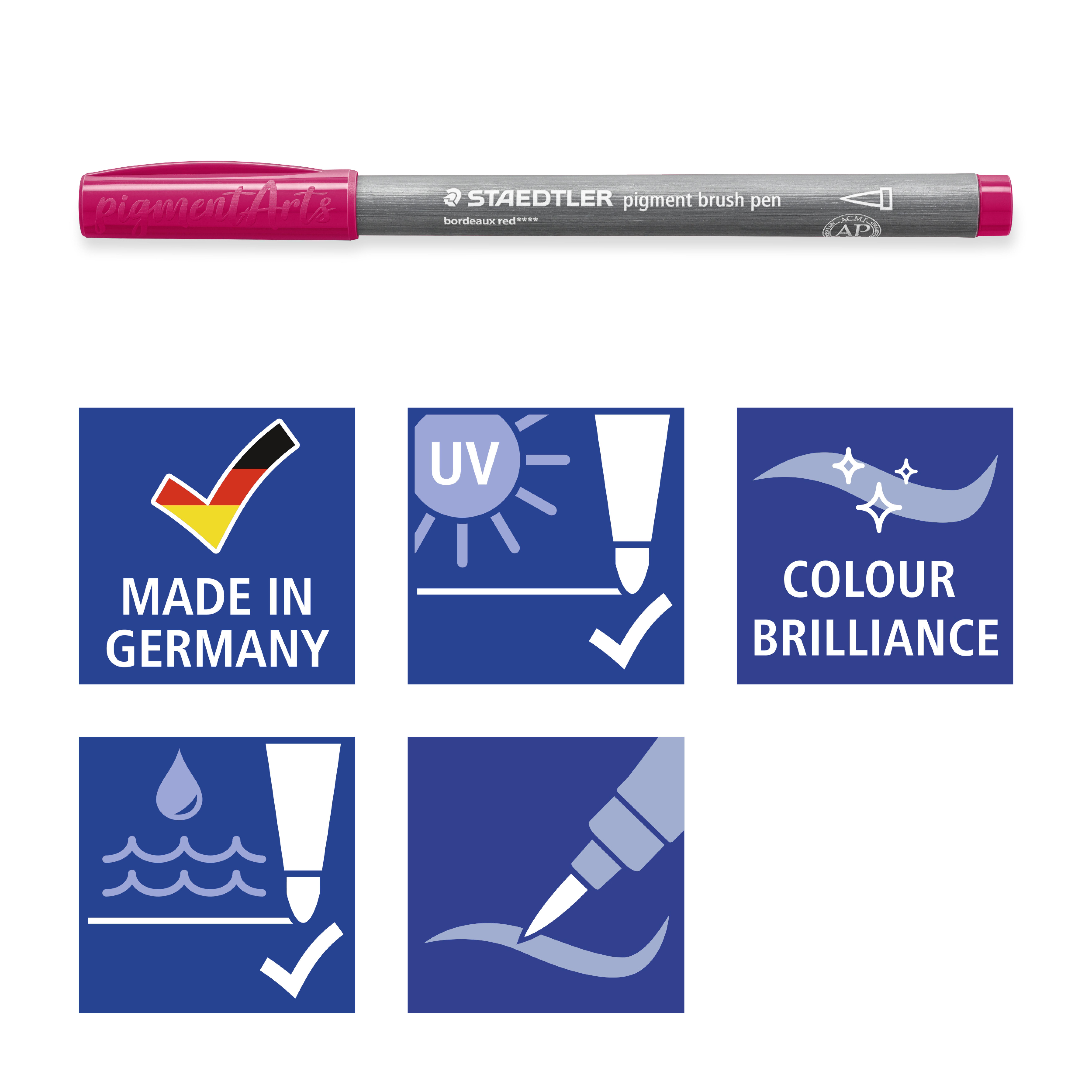 STAEDTLER MultiInk Pigment Arts brush pen 6er-Set grau&Caram retail