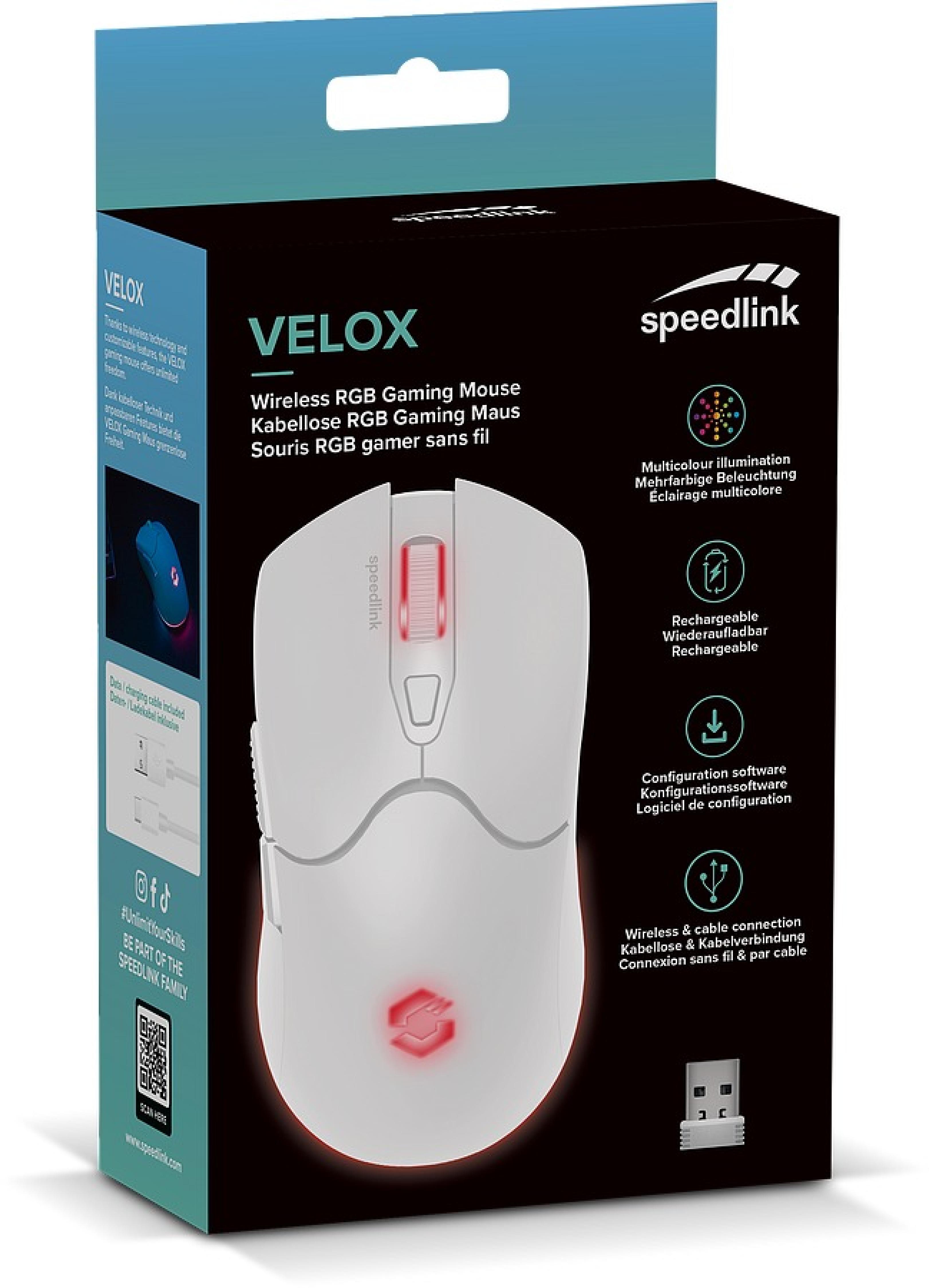 SPEEDLINK VELOX Rechargeable RGB Gaming Mouse - Wireless, white
