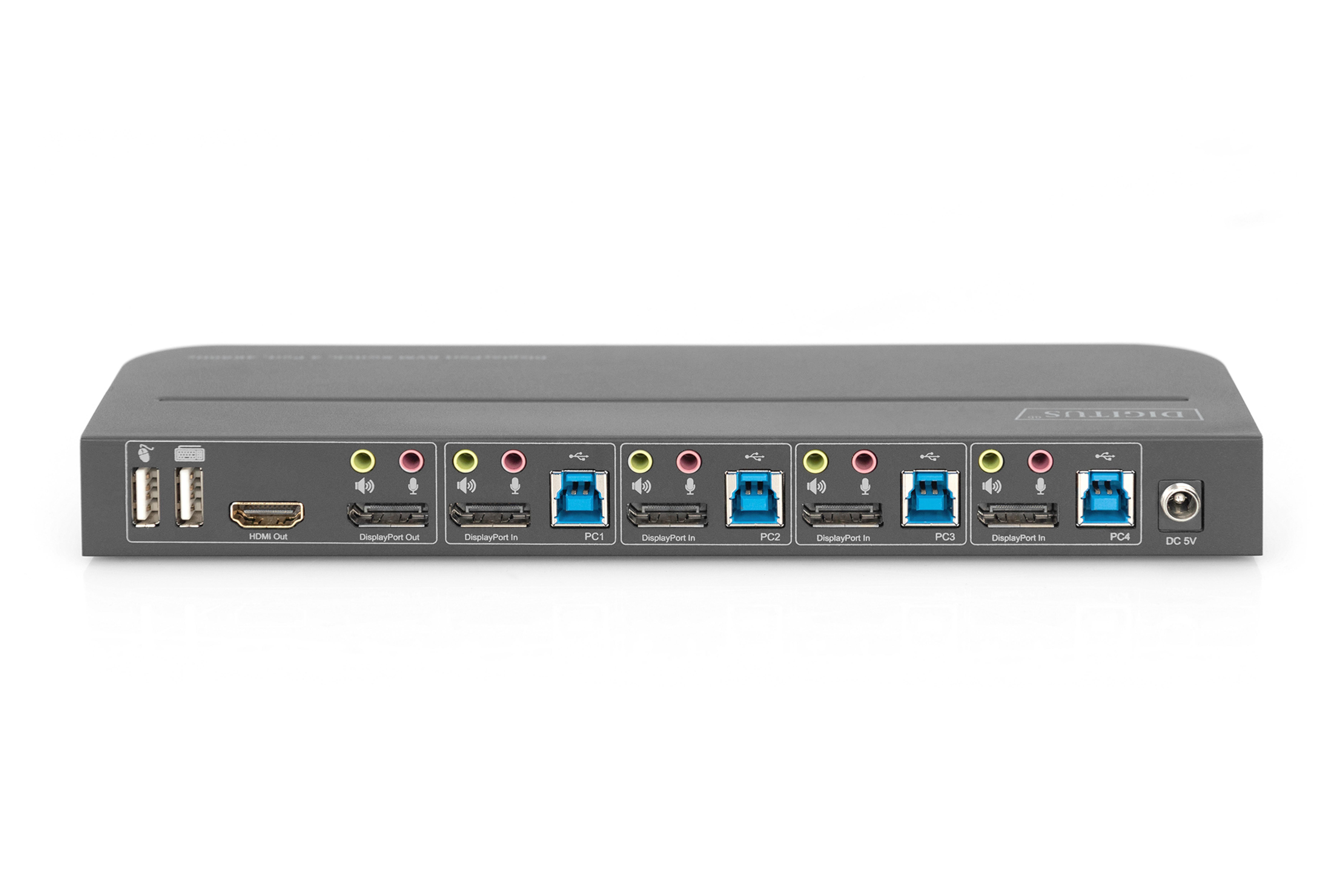 DIGITUS KVM Switch 4-Port, 4K60Hz, 4x DP in, 1x DP/HDMI out