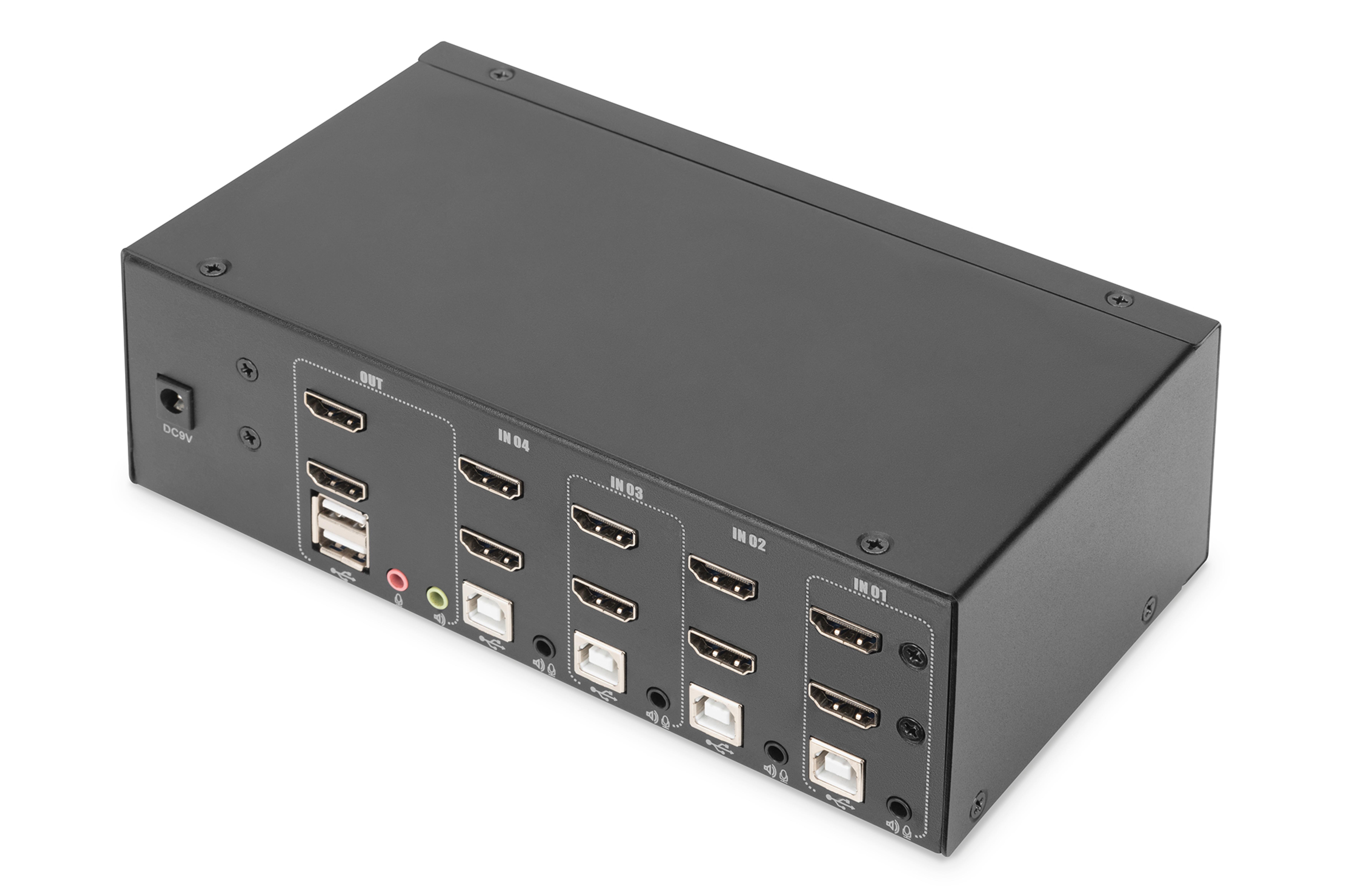 DIGITUS KVM Switch 4-Port 4K30Hz 2xHDMI 2xUSBA 2x3,5mKlinke