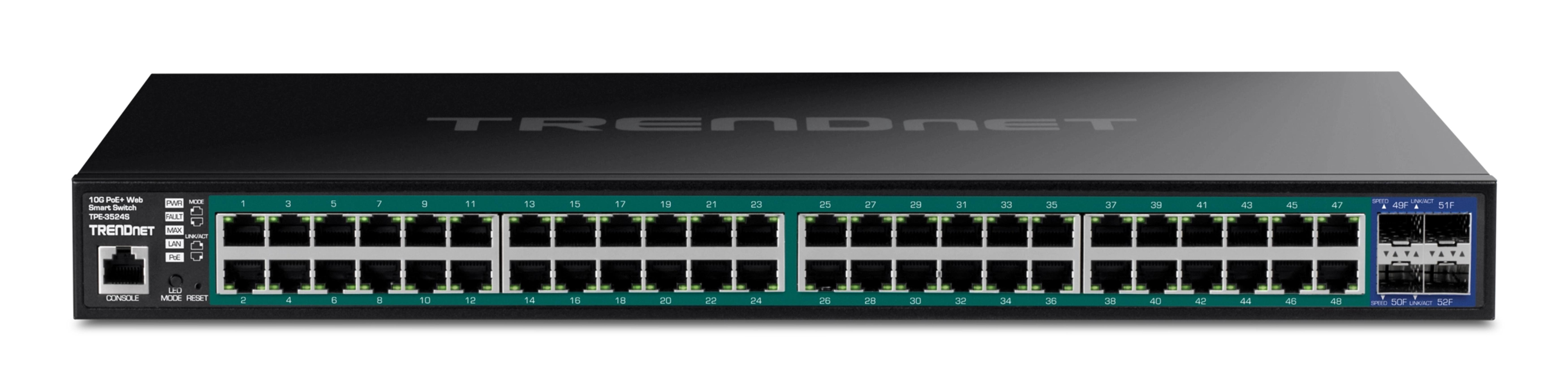 TRENDnet 52-Port Gigabit Web Smart PoE+ Switch w.10G SFP+
