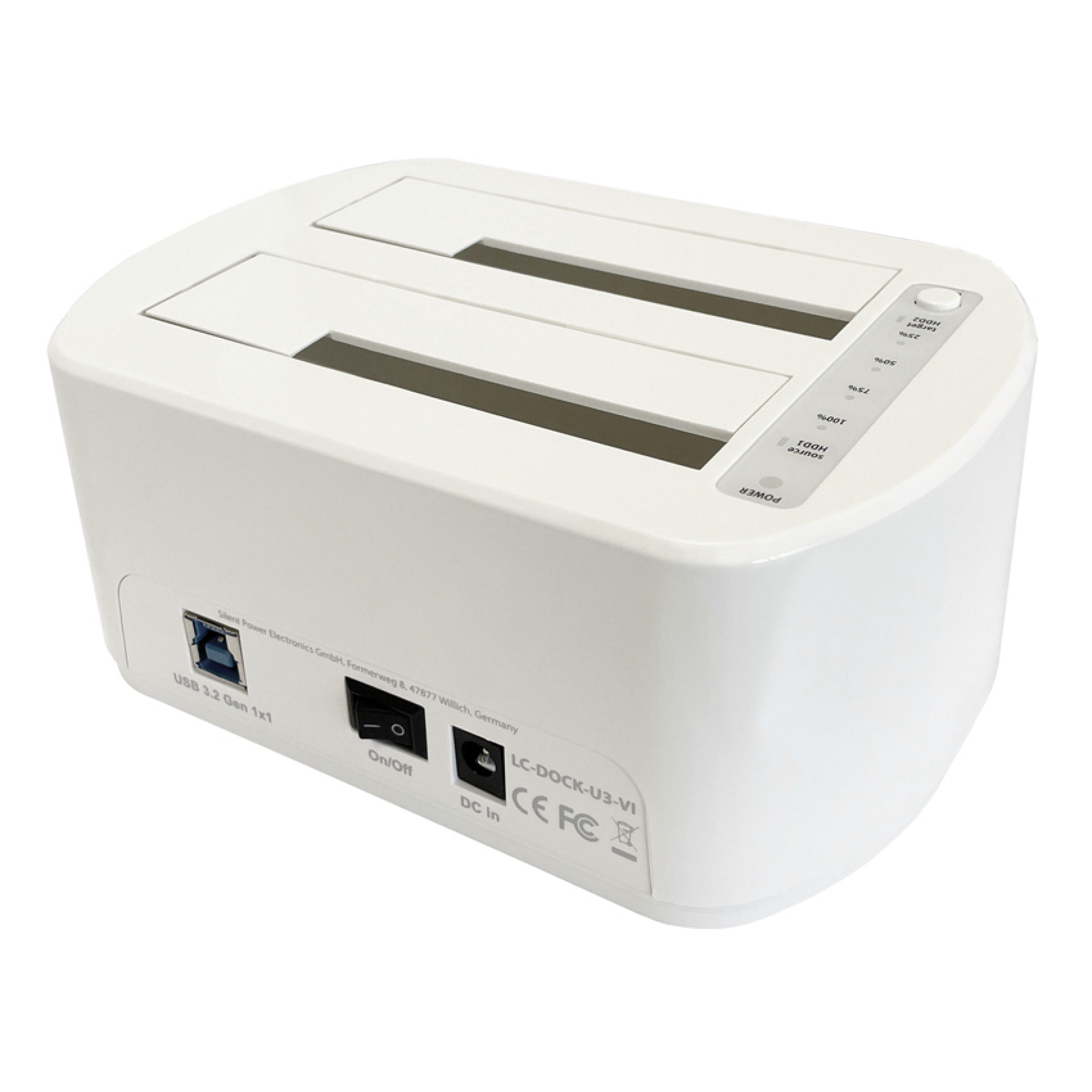 LC-Power Dockingstation USB 3.2 2,5"/3,5" SATA/SSD (White)