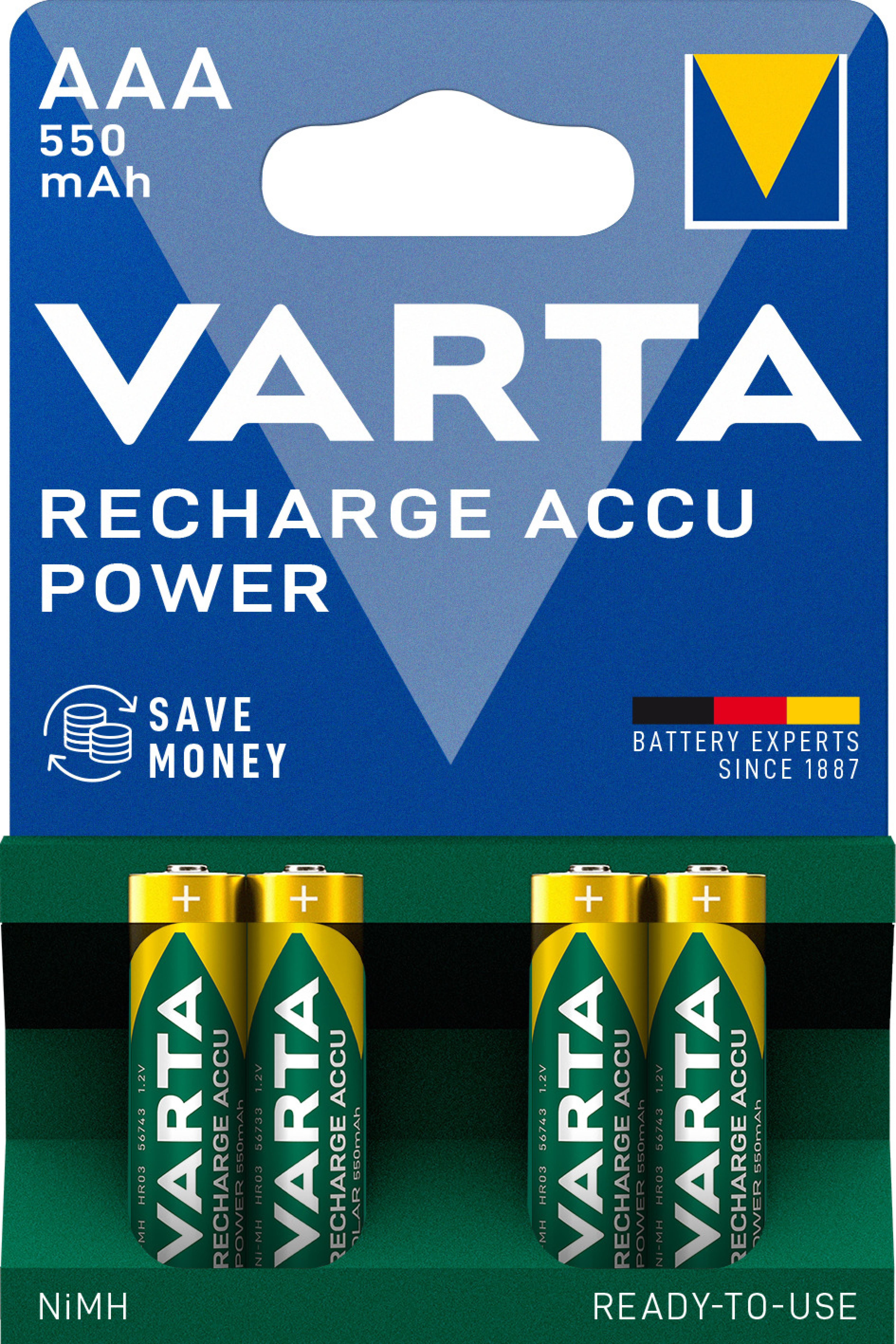 Varta Akku RECHARGE Power AAA HR03 550mAh 4St.