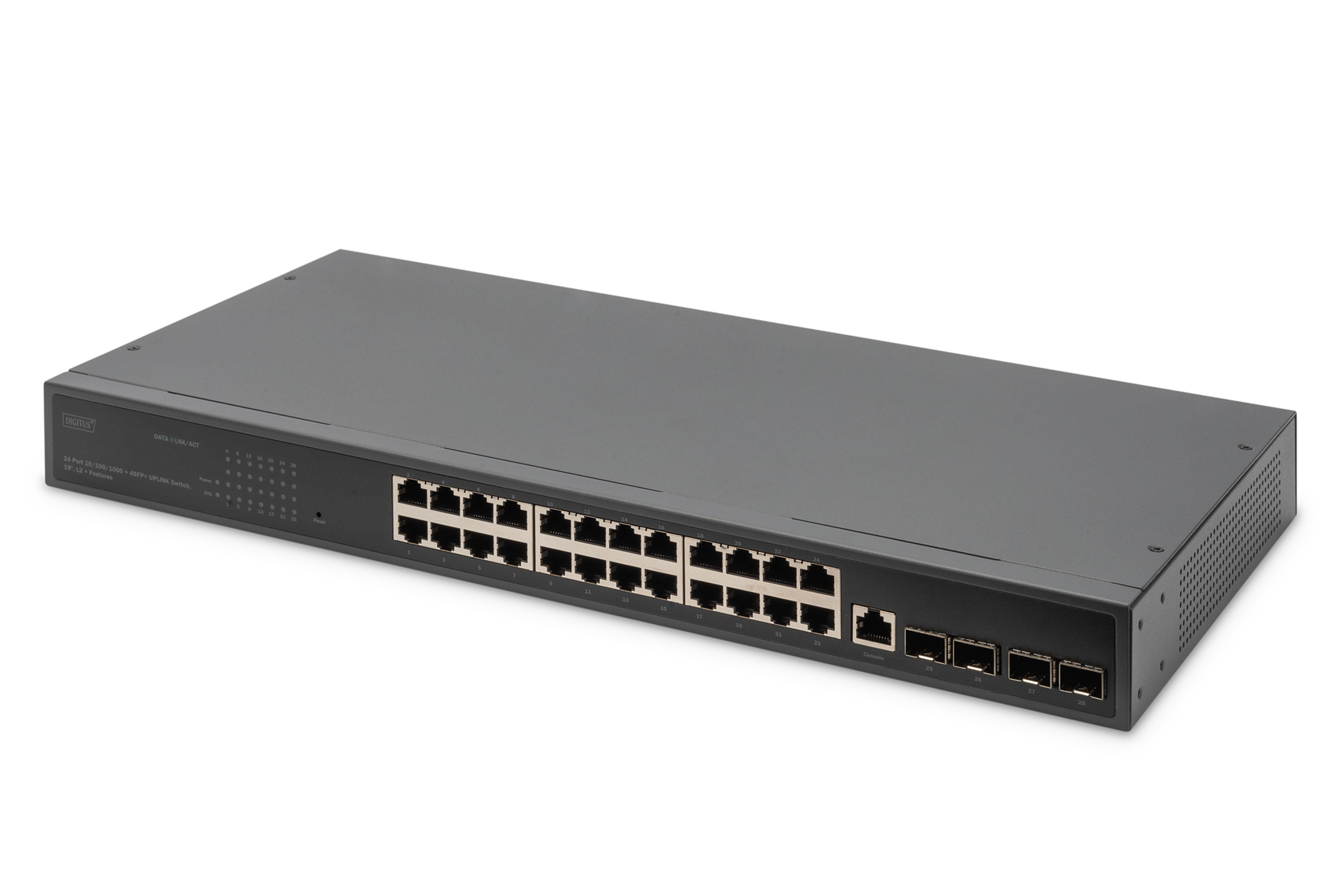 DIGITUS Switch 19" 24-Port +4x SFP+Gigabit managed schwarz