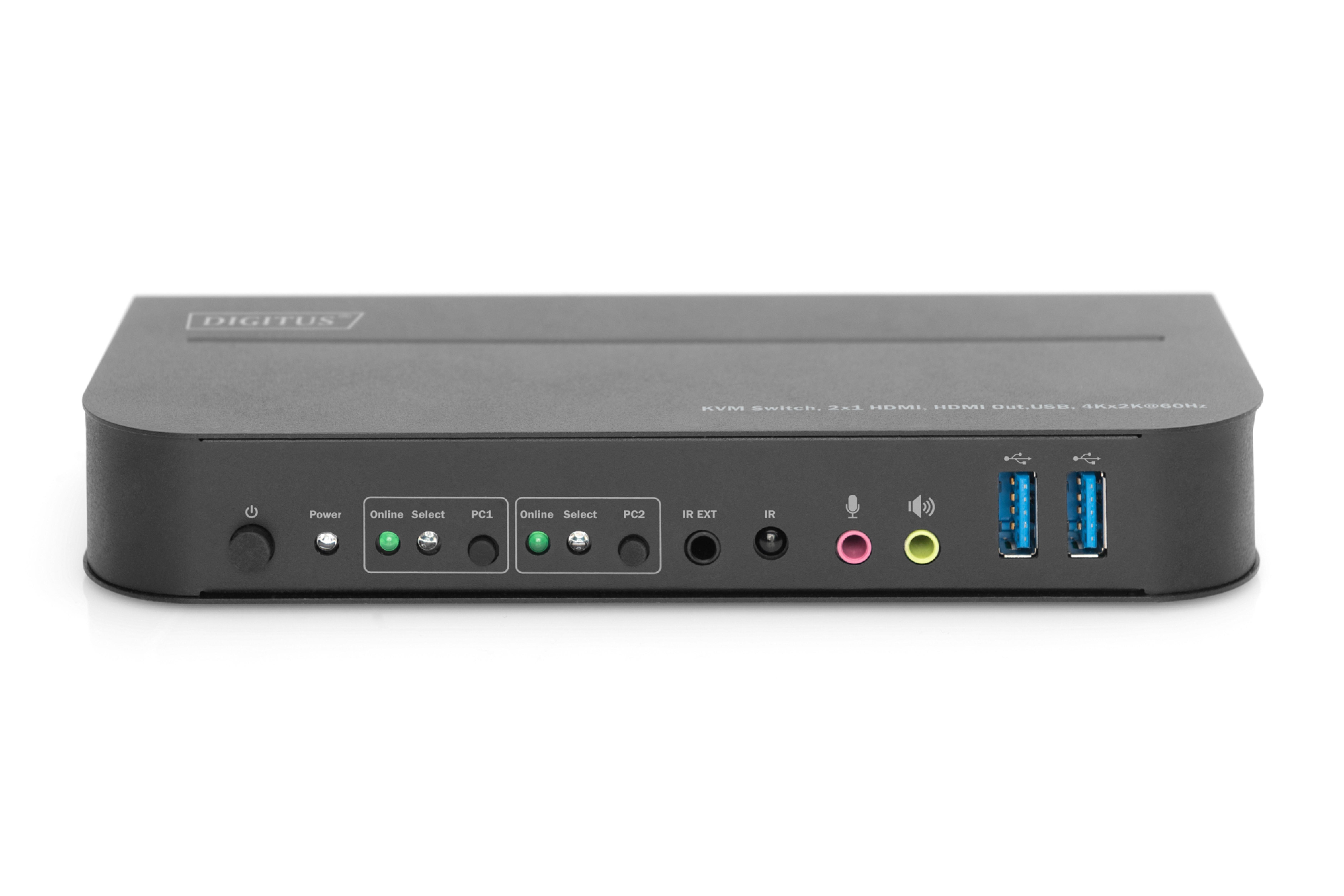 DIGITUS KVM-Switch, 2-Port, HDMI 4K, Metallgehaeuse