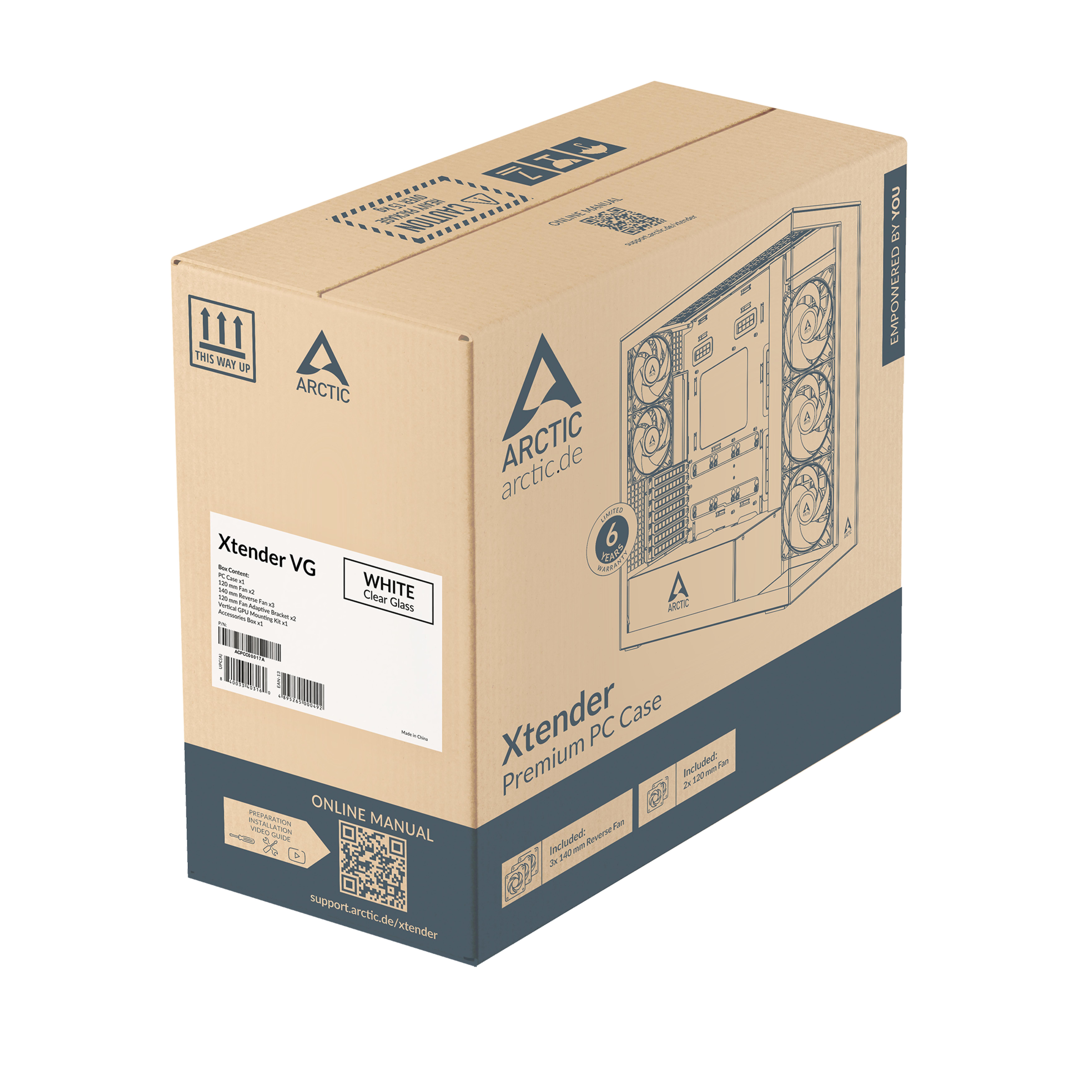 ARCTIC Geh Xtender White with GPU vertical mount