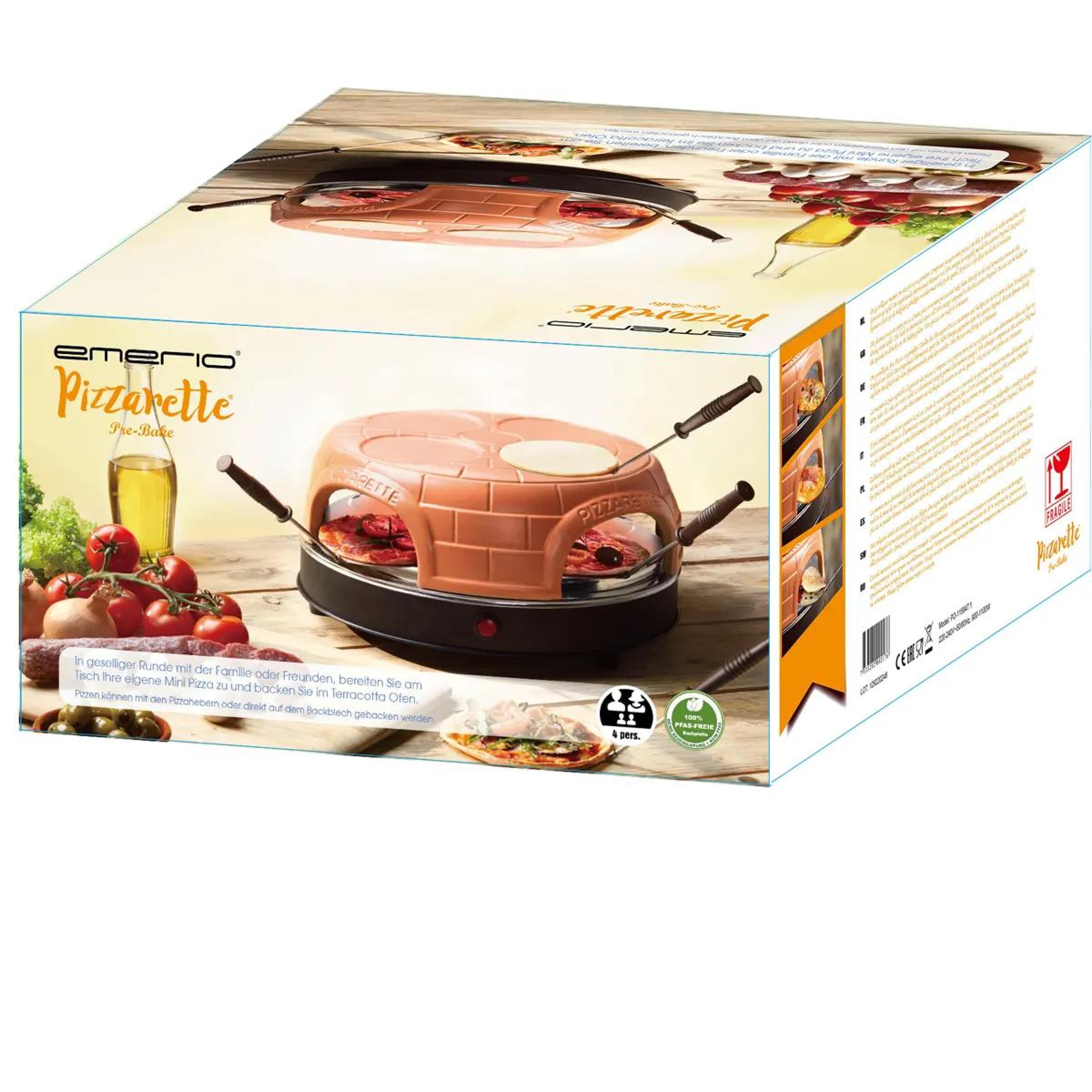 Emerio Pizzarette,Pizza Ofen,4 Pers., Warmhalteflaeche