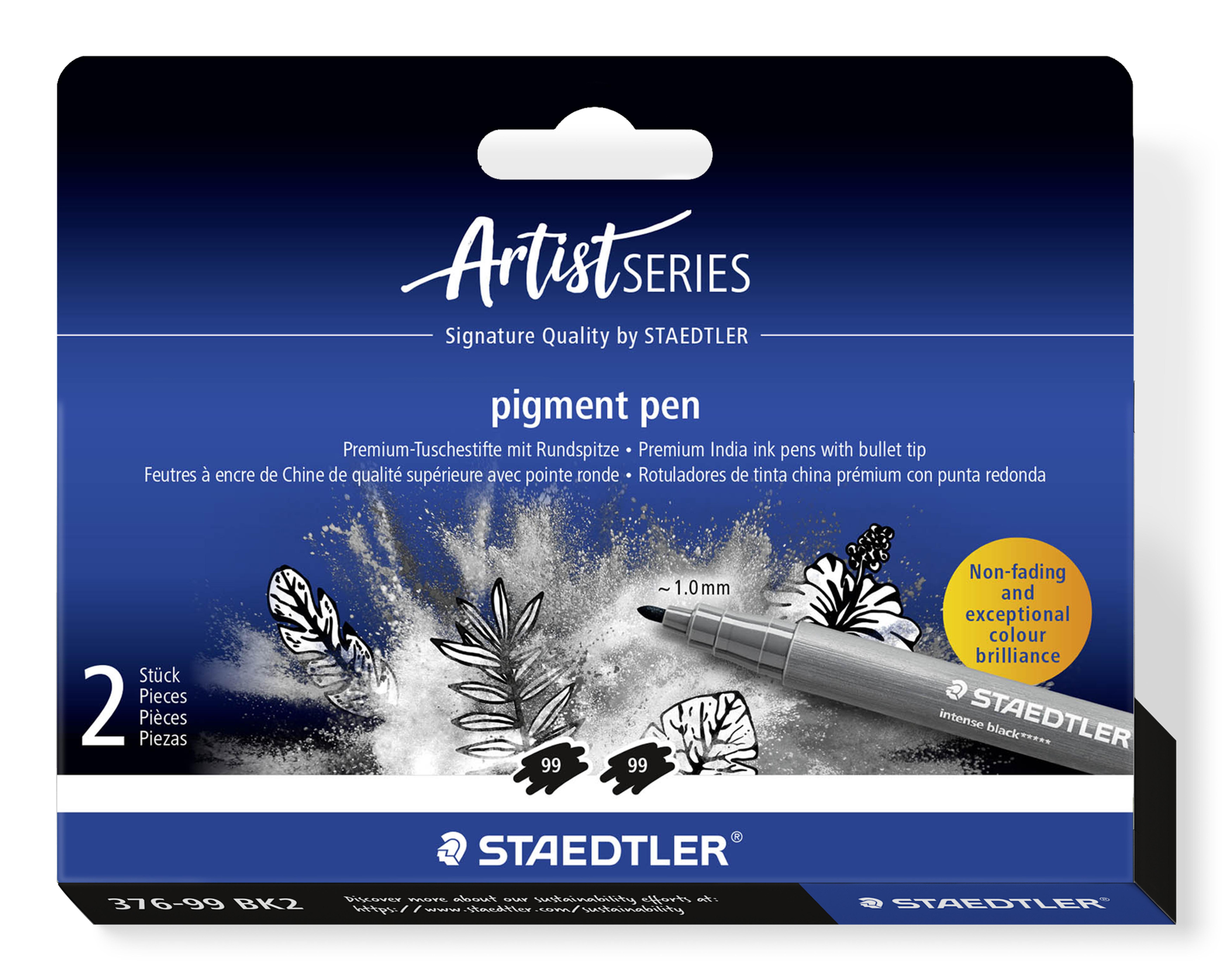 STAEDTLER MultiInk Pigment Arts intensiv pen schwarz 2er-Set retail