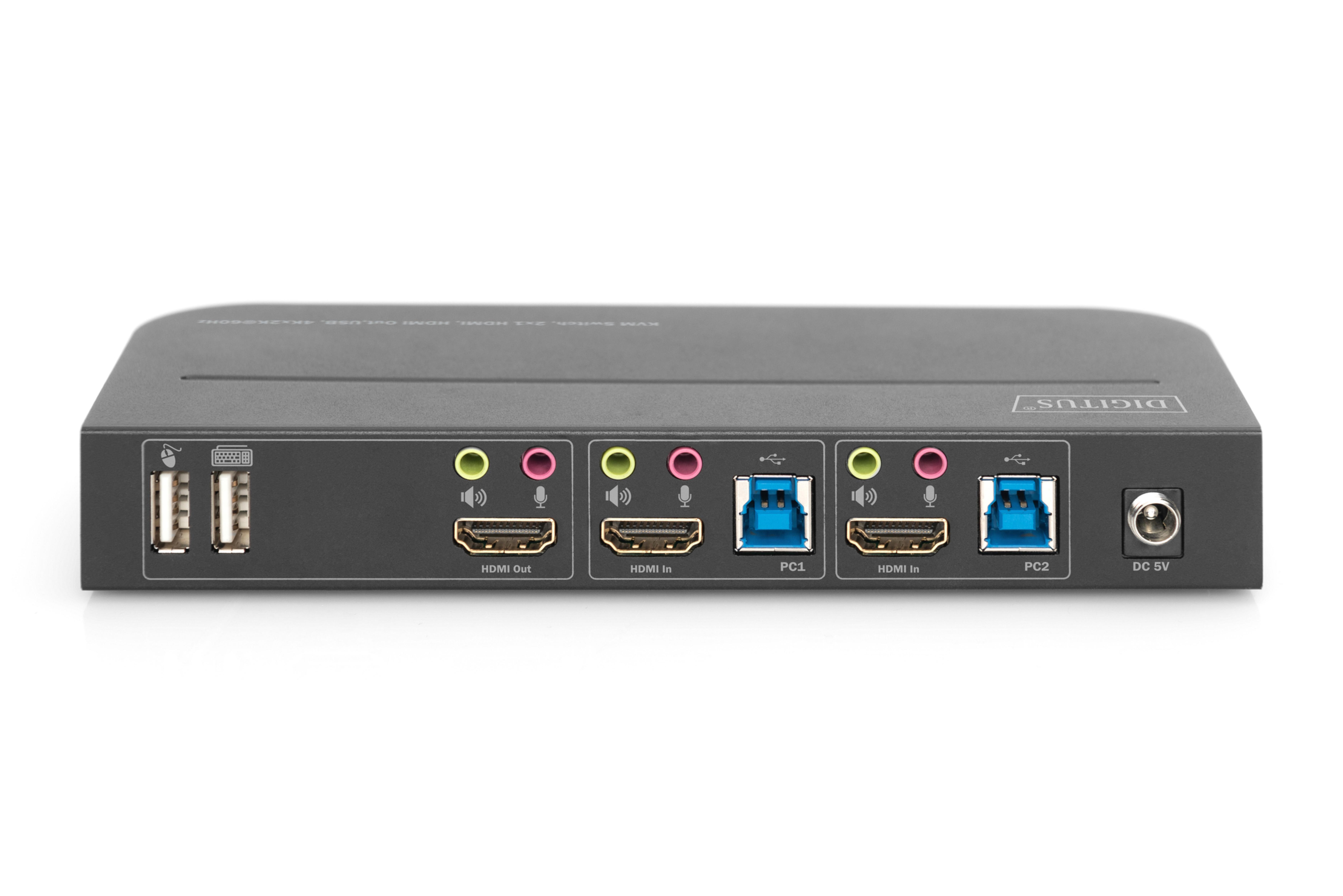 DIGITUS KVM-Switch, 2-Port, HDMI 4K, Metallgehaeuse
