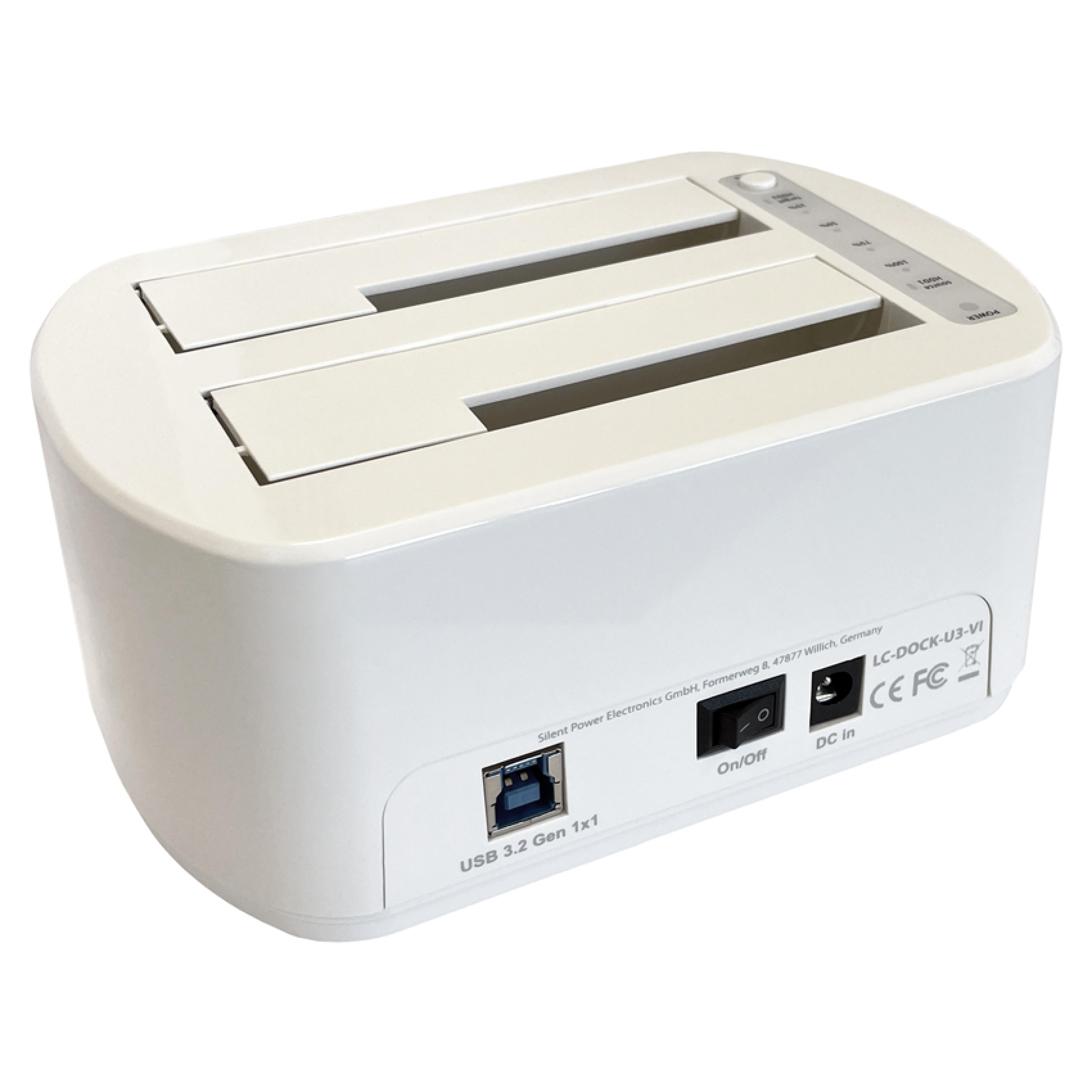 LC-Power Dockingstation USB 3.2 2,5"/3,5" SATA/SSD (White)