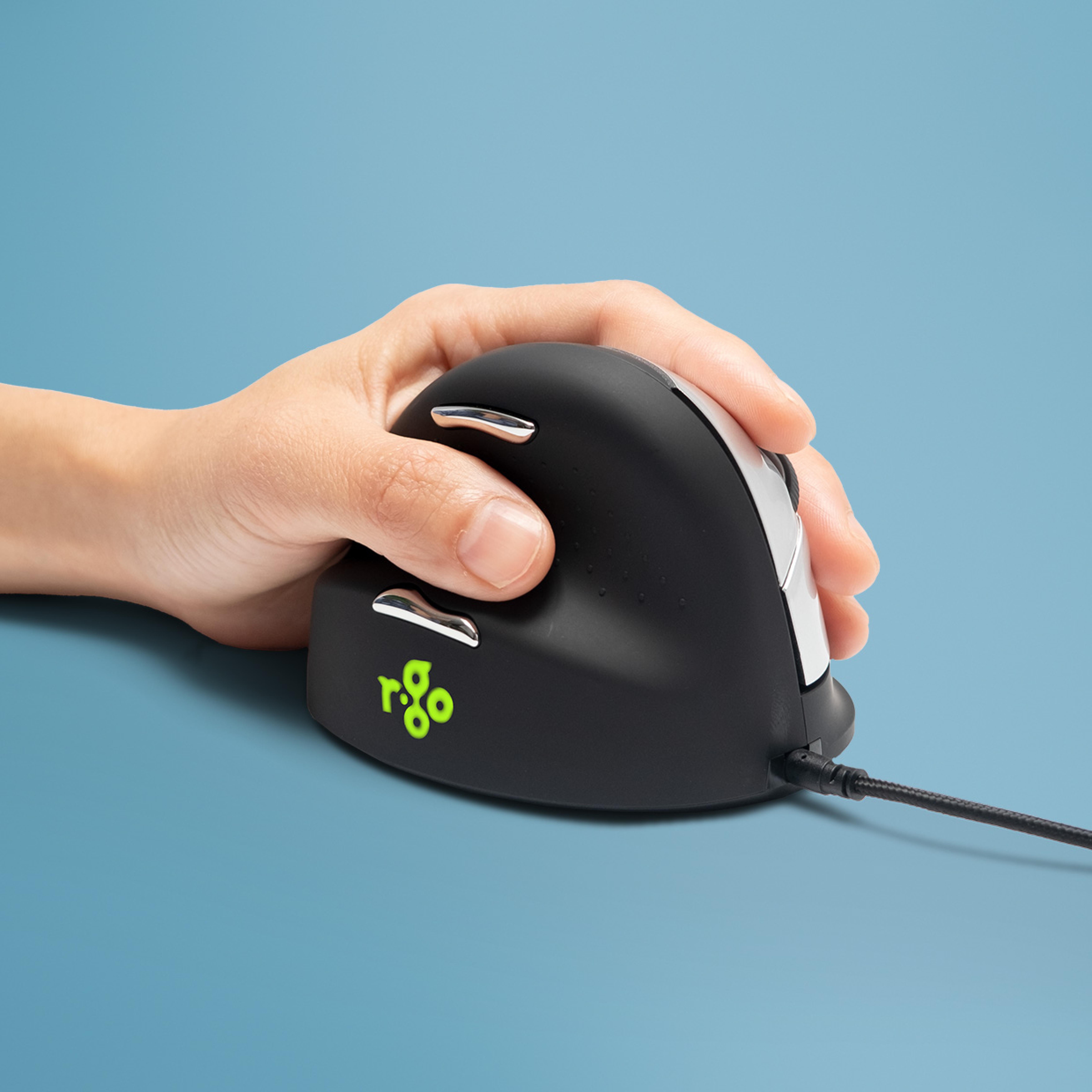 R-Go Maus HE ergonomisch links USB gross schw./silb