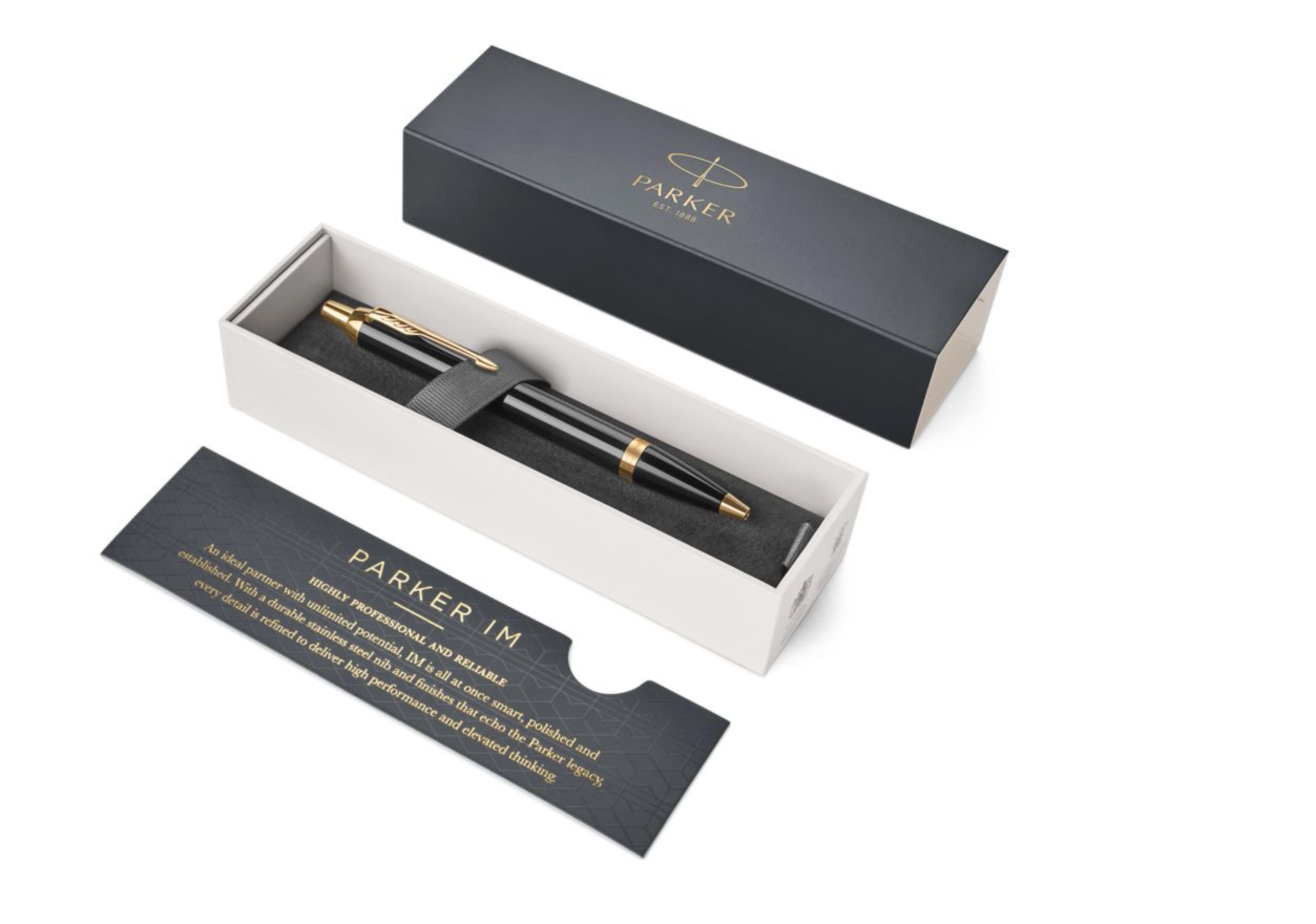 PARKER Kugelschreiber IM Black Lacquer M Blau Geschenkb