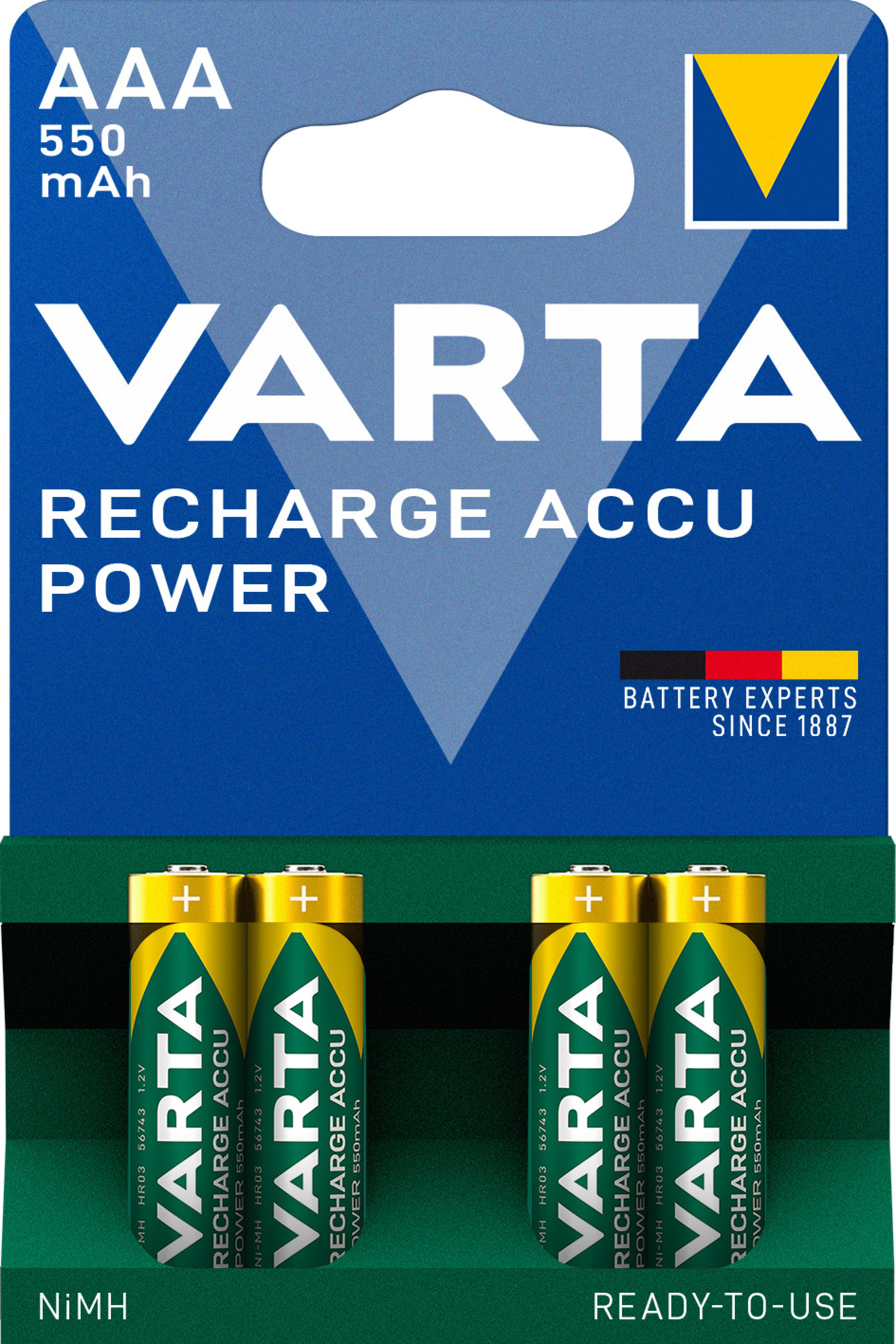 Varta Akku RECHARGE Power AAA HR03 550mAh 4St.
