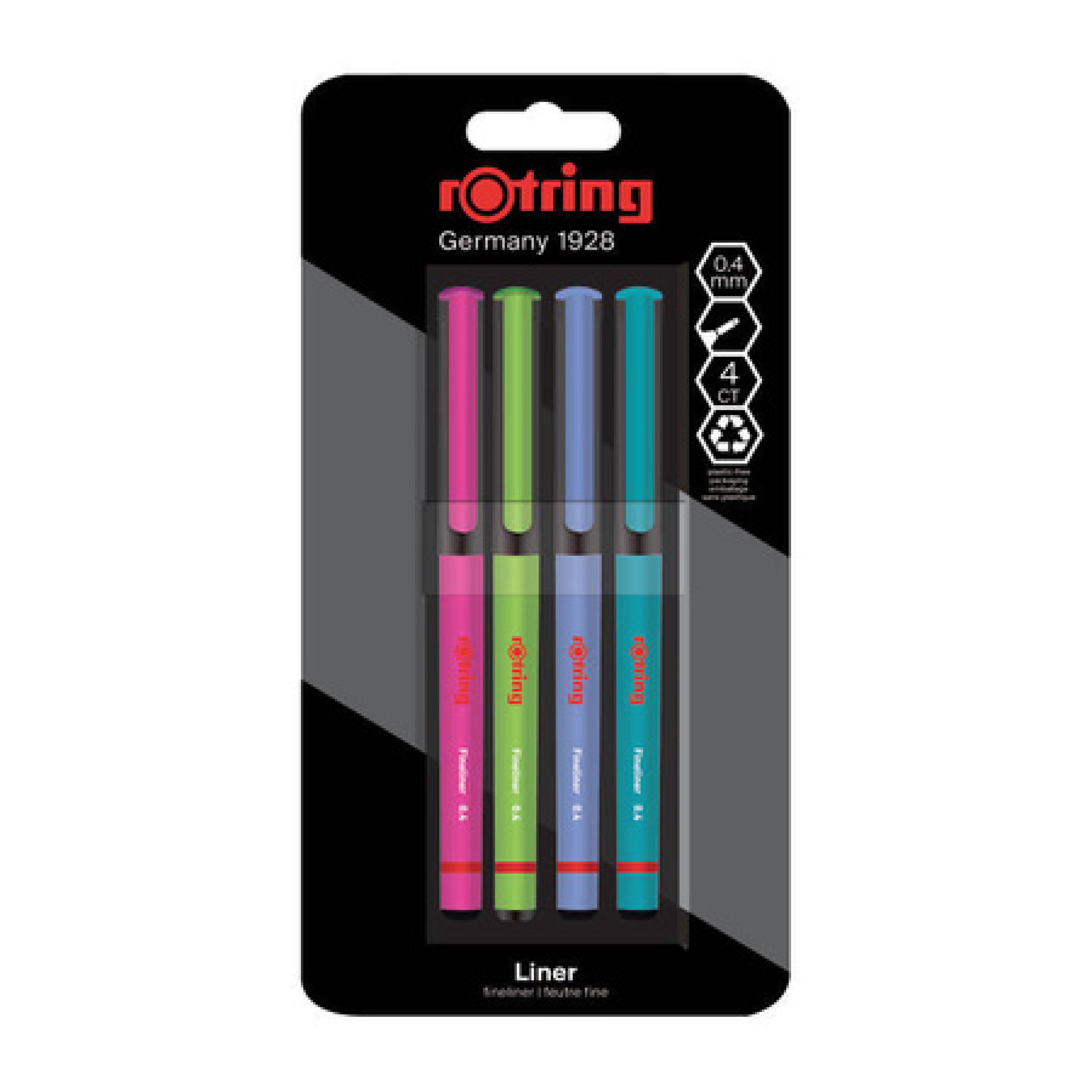 ROTRING Fineliner-Feinfaserschreiber 0,4mm Fun Farben 4er Blister