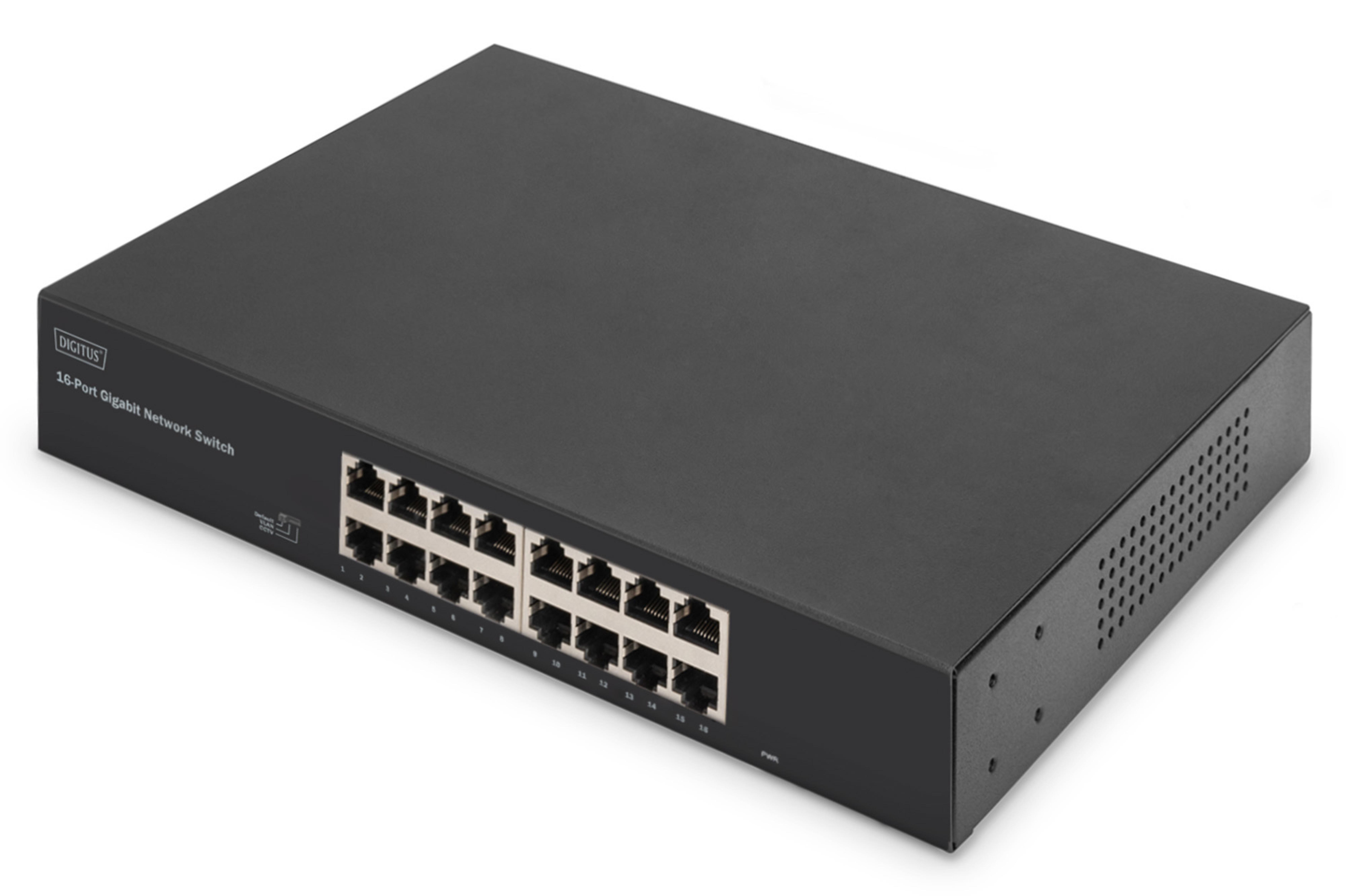 DIGITUS Switch 16-Port Gigabit, 19" unmanaged schwarz