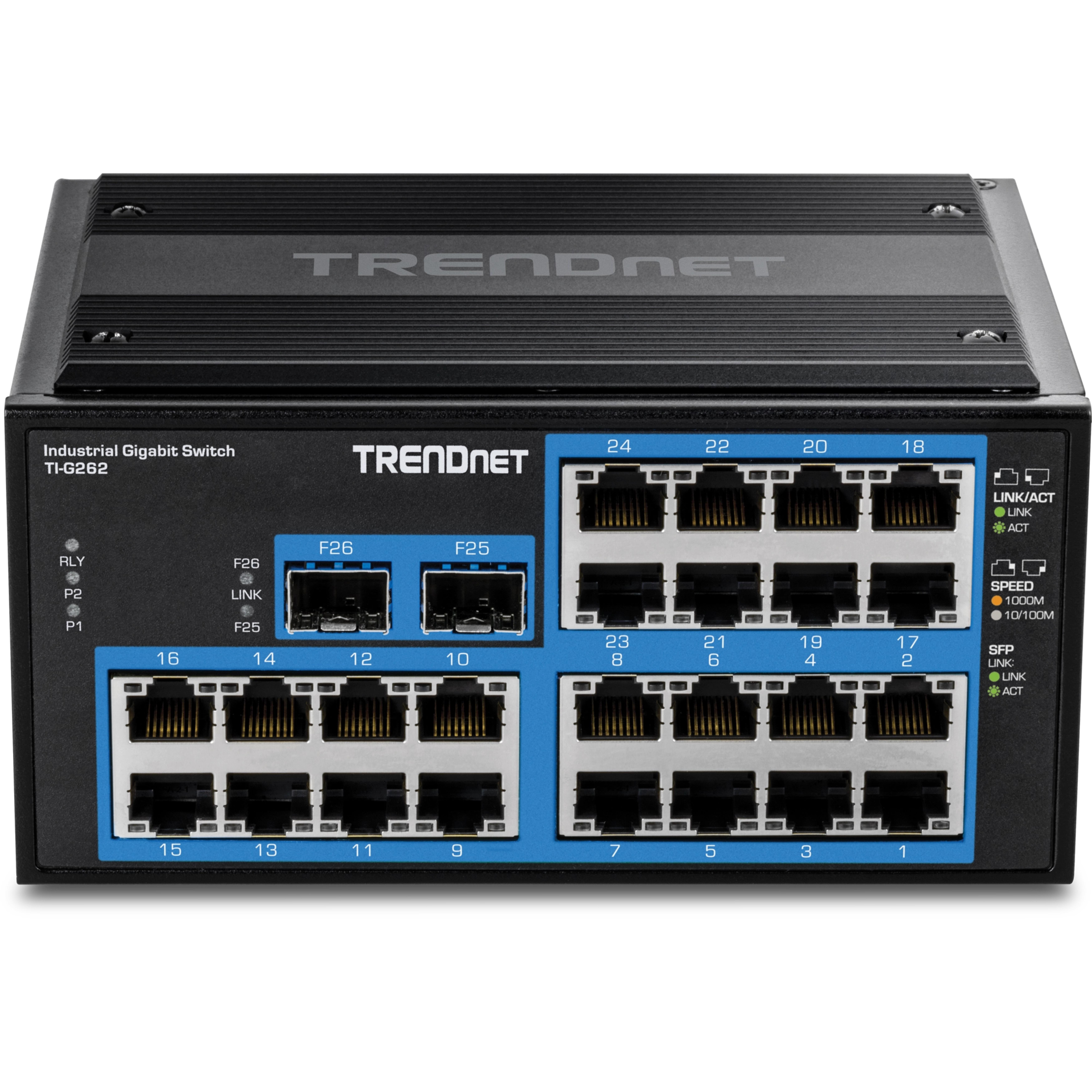 TRENDnet 26-Port Hardened Industrial Gigabit DIN-Rail Switch