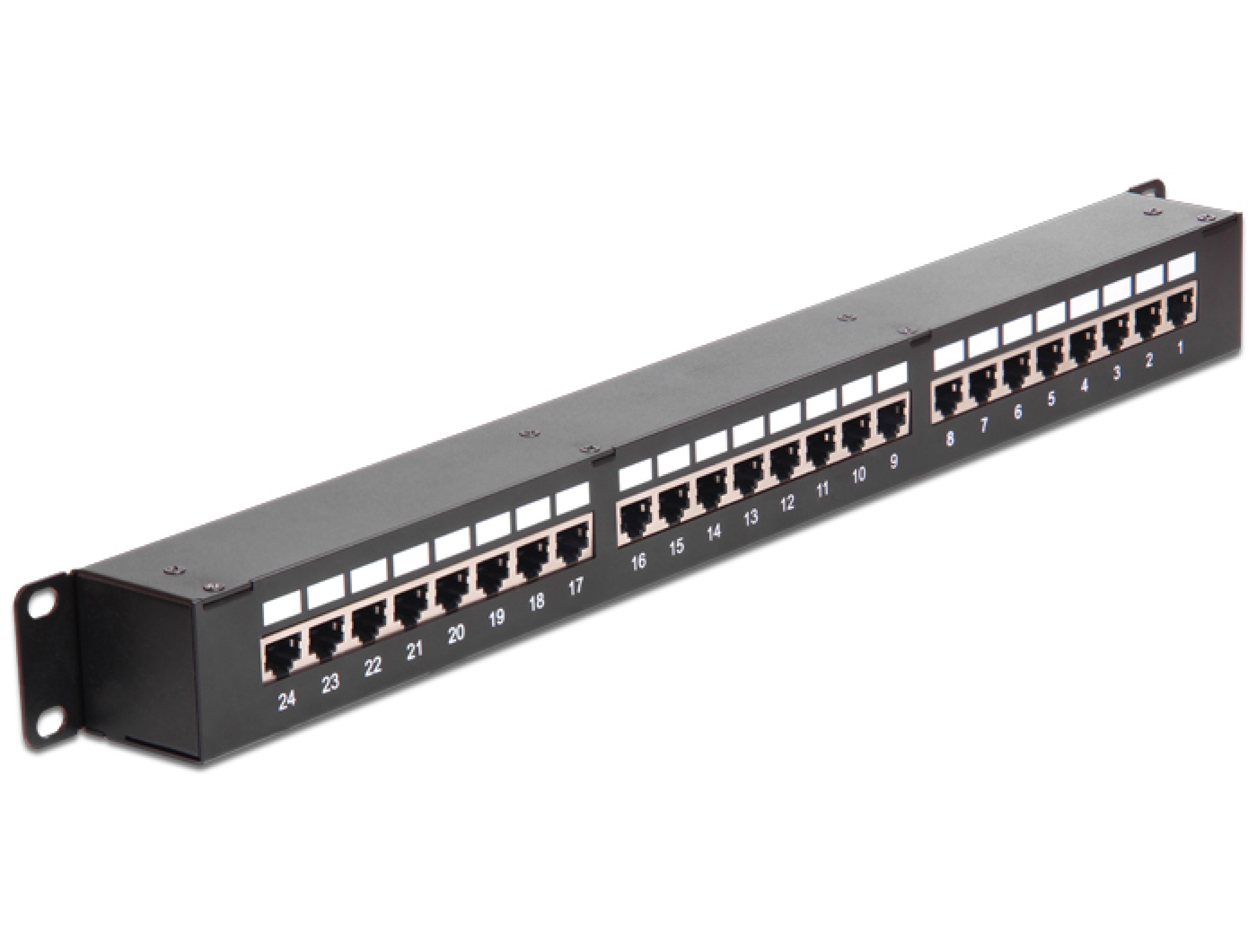 DELOCK 19" Patchpanel 24-Port Cat6 geschirmt schwarz