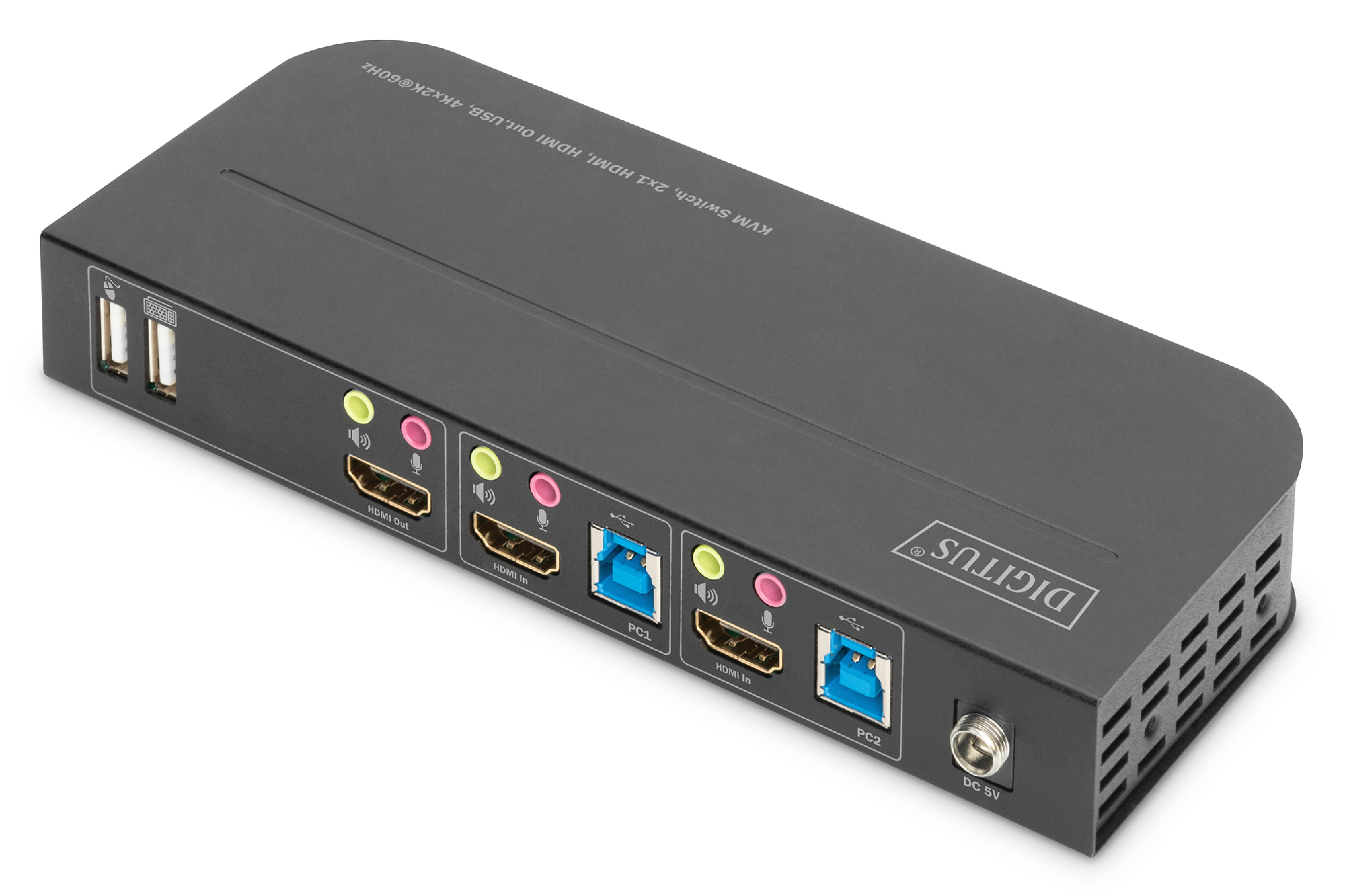 DIGITUS KVM-Switch, 2-Port, HDMI 4K, Metallgehaeuse