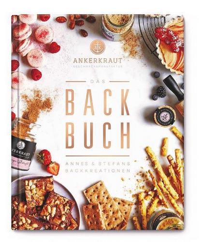 Cover des Backbuchs von Ankerkraut mit verschiedenen Backwaren und Gewürzen.