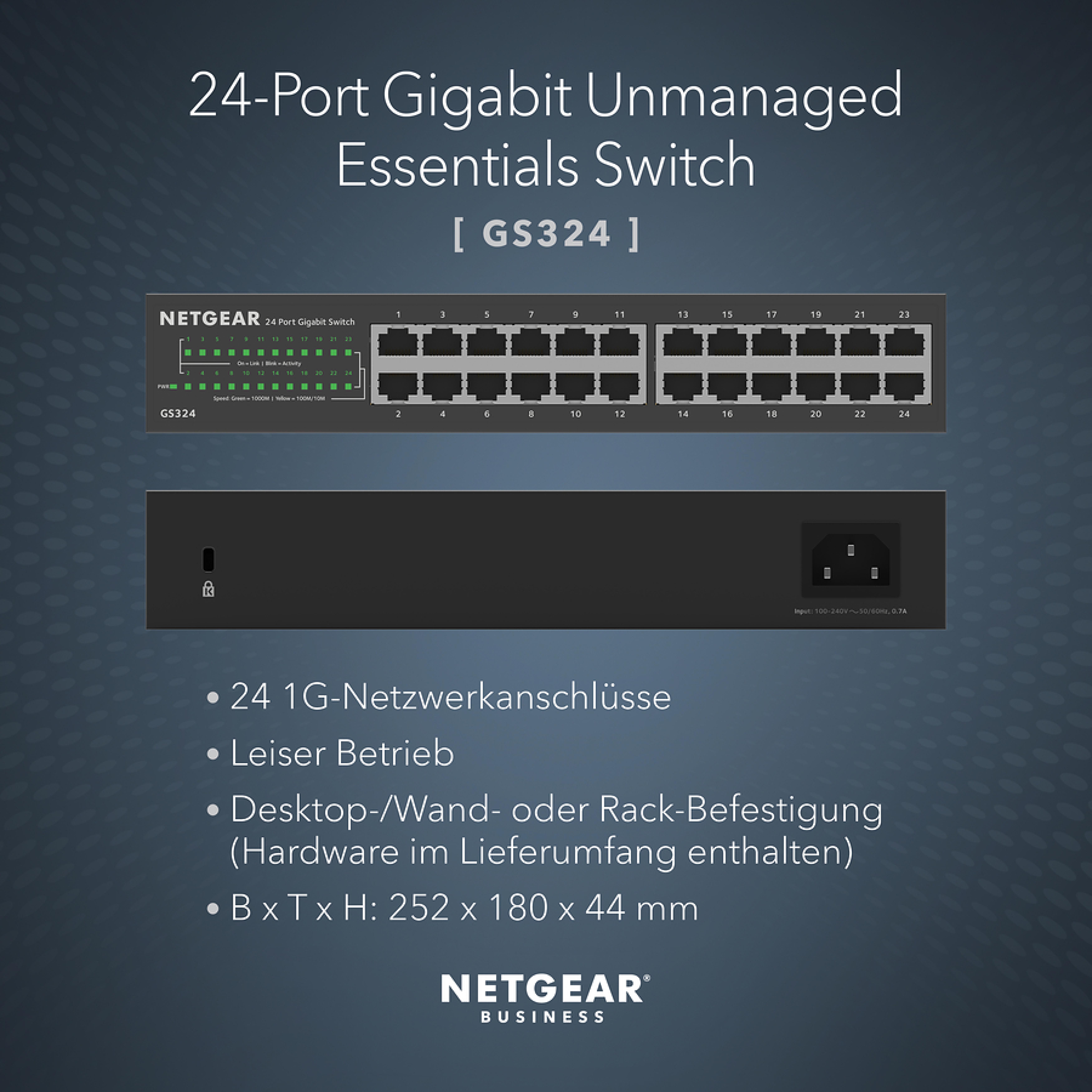 NETGEAR 24PT GE UNMANAGED SWITCH (GS324)