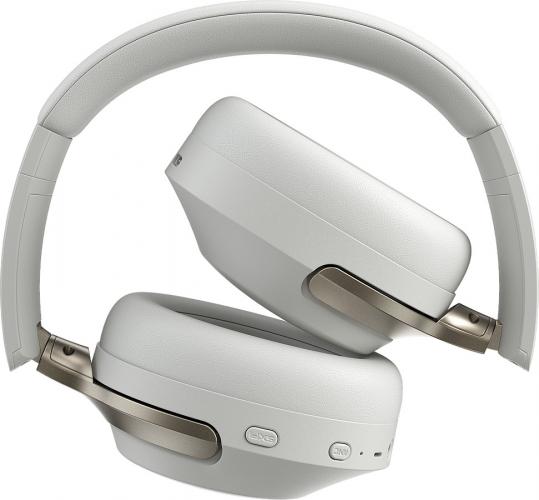 Weiße kabellose Over-Ear-Kopfhörer mit Geräuschunterdrückungsfunktion, zusammengeklappt