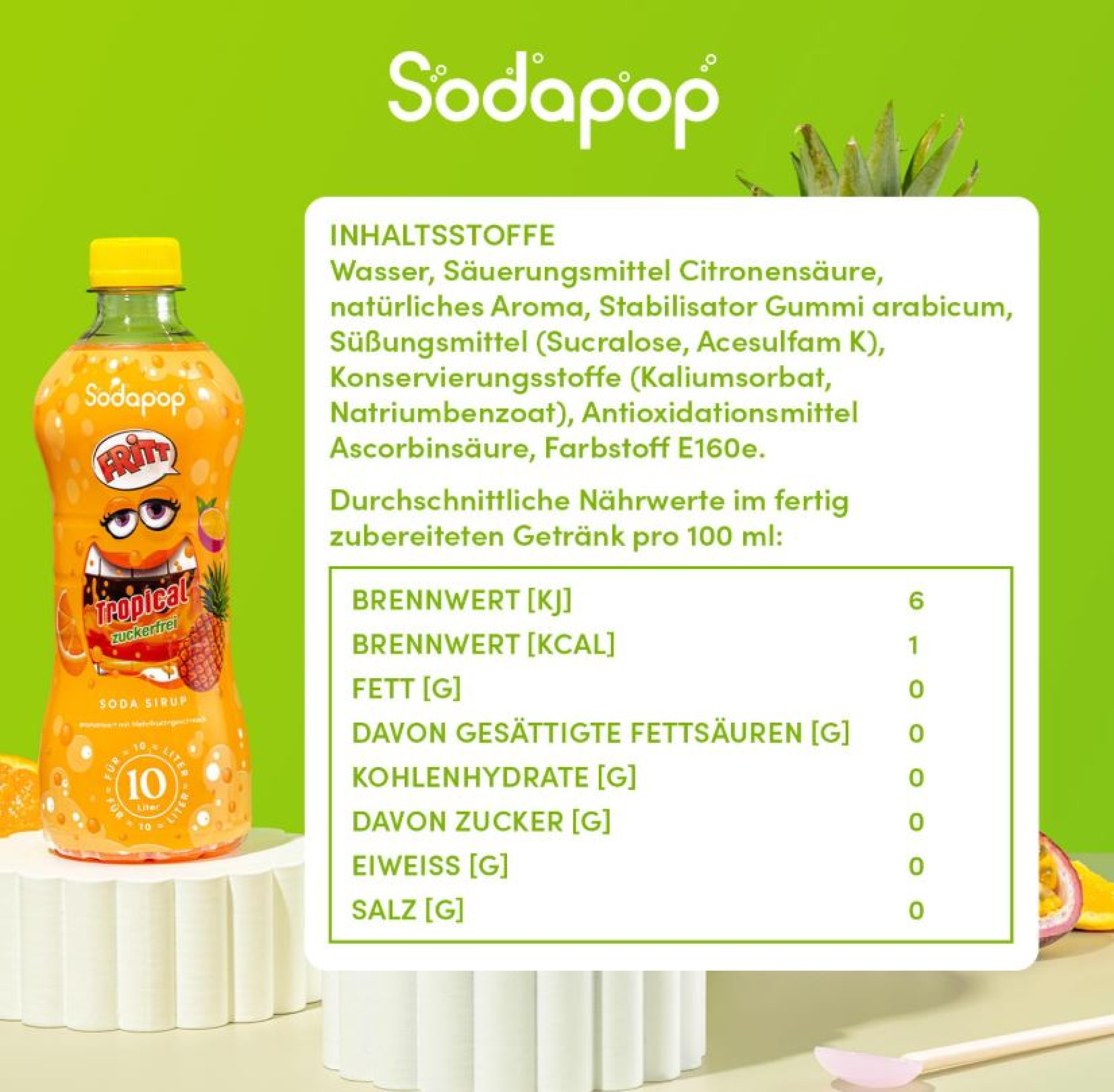 SODAPOP FRITT Sirup Tropical 500ml für 10 Liter